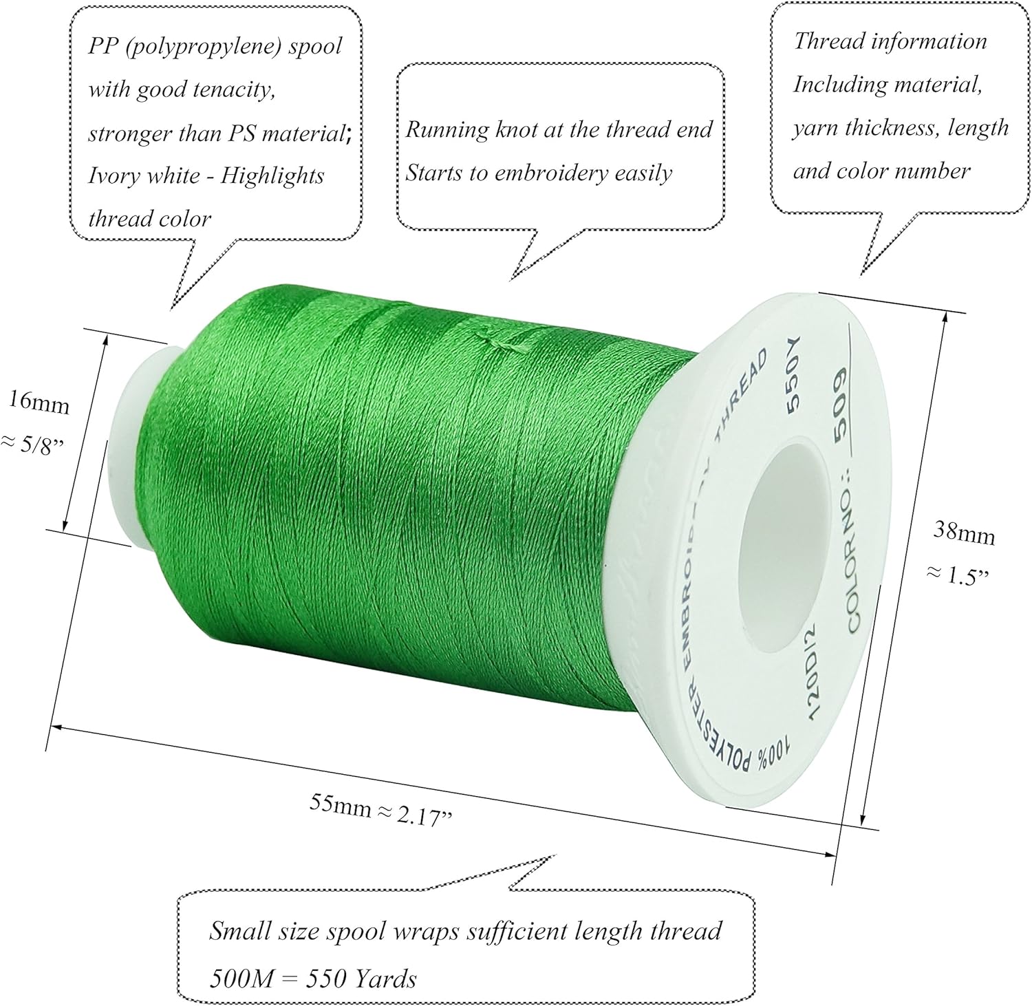 Simthread 40 Spools Polyester Embroidery Thread for Brother Babylock Janome Singer Pfaff Husqvaran Bernina Machines 550Yards Per Cone