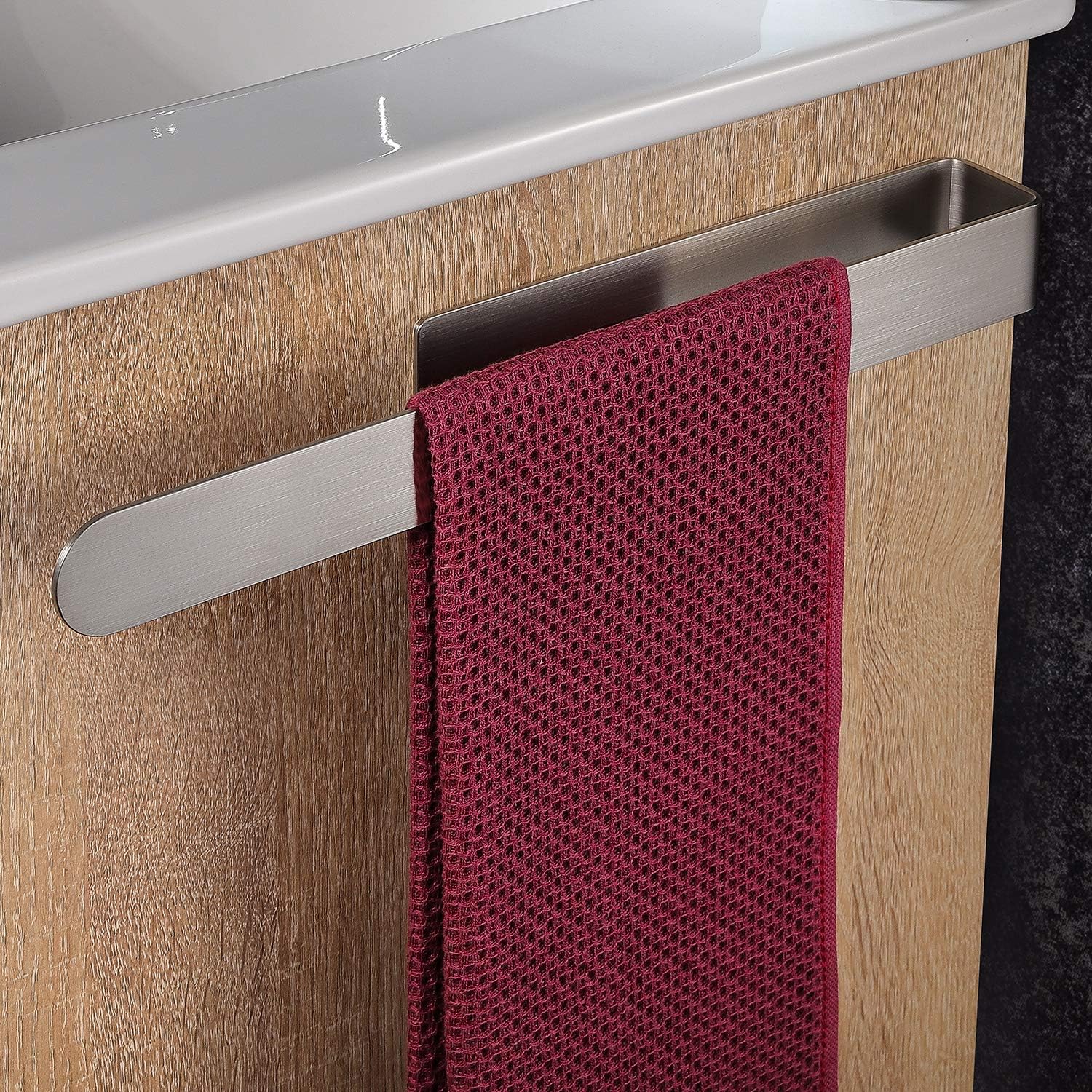 YIGII Self Adhesive Towel Holder - 37cm Hand Towel Rack Single Towel Rail for Bathroom Stainless Steel