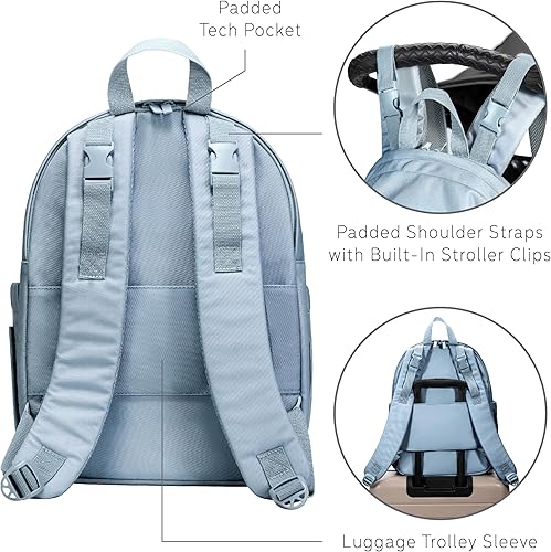 Miniatura 5 de uninni Mochila grande para pañales para mamás y papás–Bolsa de pañales para bebés con cambiador portátil, estuche de chupete extraíble - Negro,