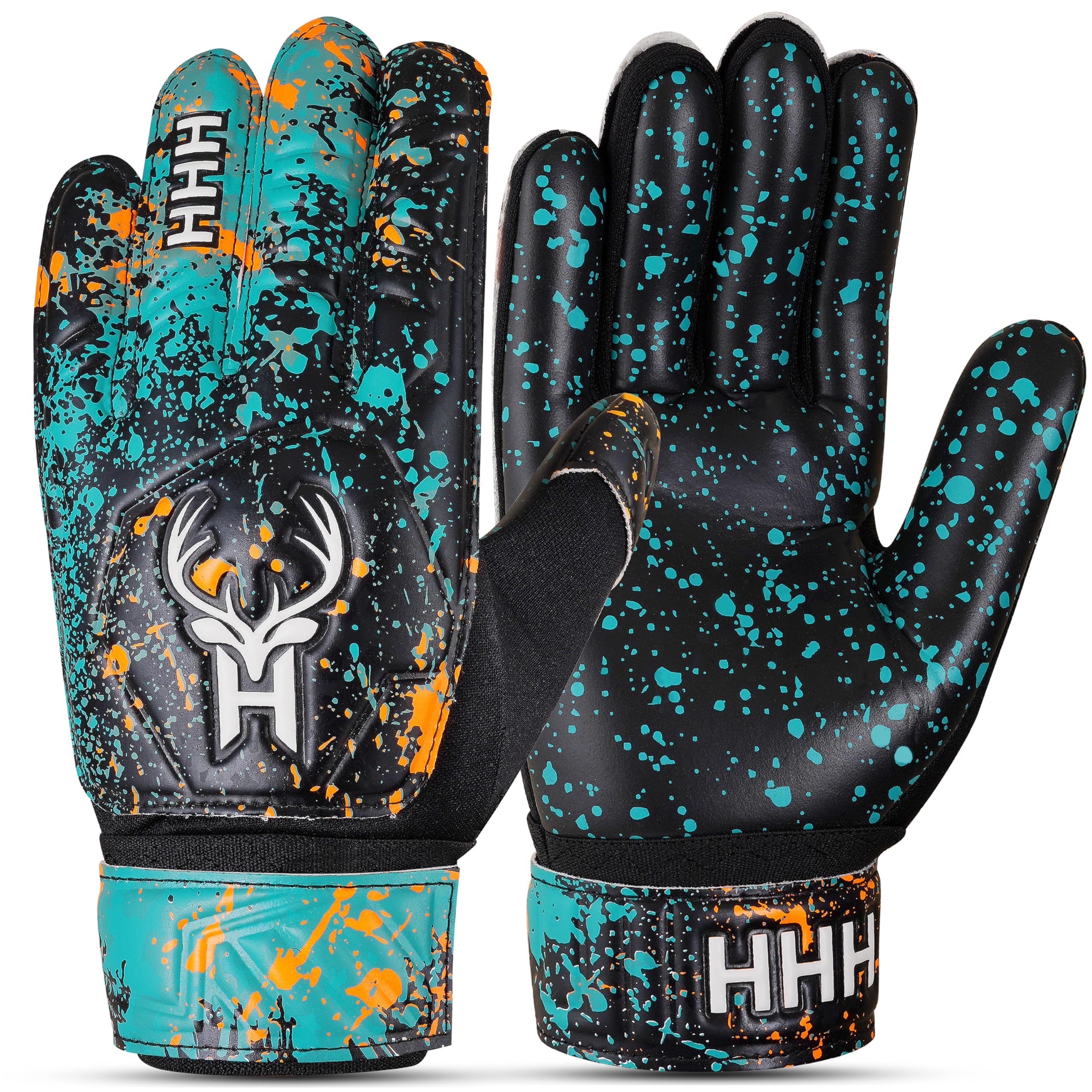 HHH Youth Goalkeeper Gloves for Kids,Boys,Girls,Soccer Goalie Gloves Anti-Slip 4MM Latex Palm,Extra Grip,Double Wrist Strap,Breathable Mesh (Size 3 suitable for 5 to 6 years old)