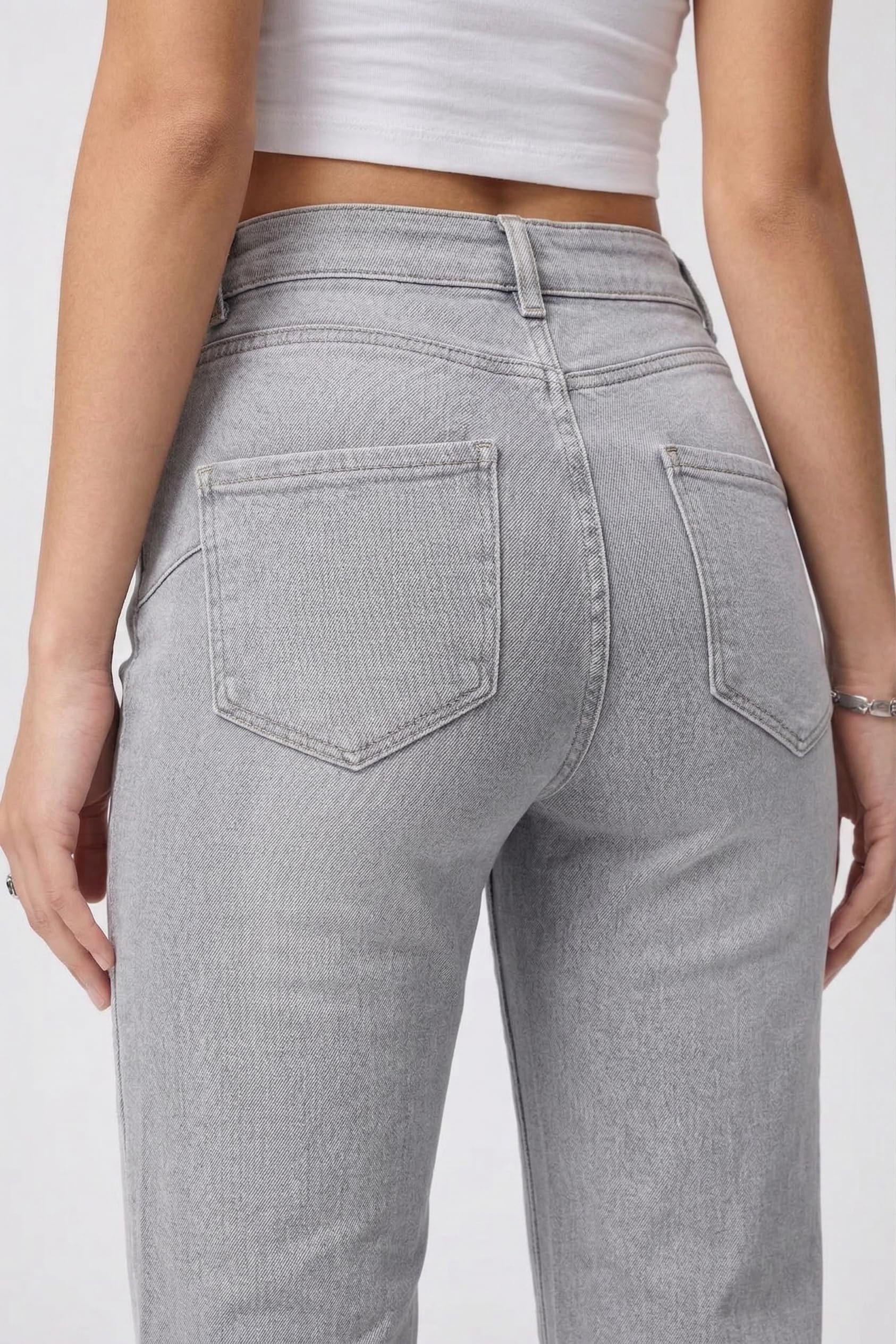 Jean femme patte élastique push-up effet modelant, coupe fine, style décontracté et élégant