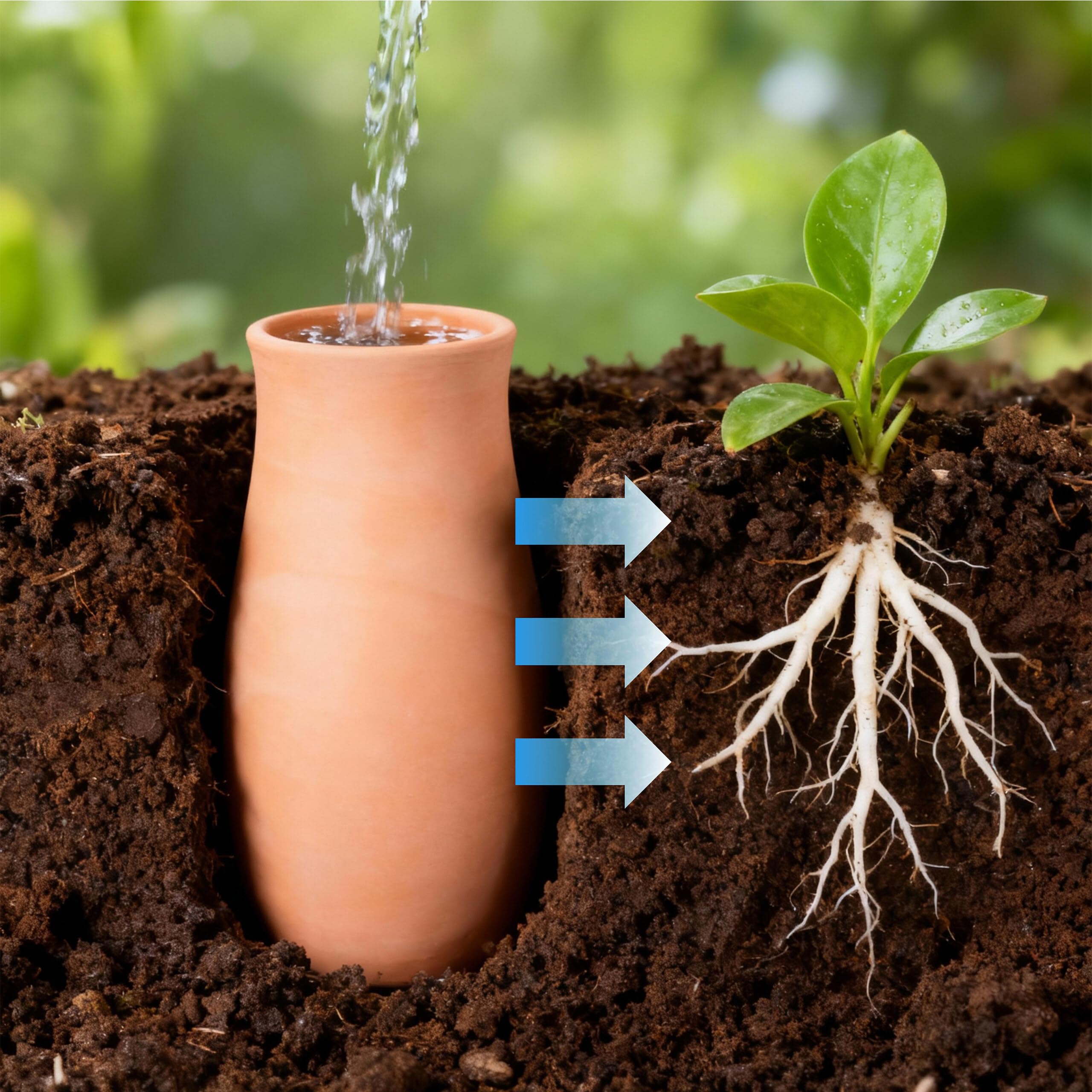 Relaxdays Ollas, Lot de 2, 1,4 l, Terre Cuite, arrosage racinaire, Potager surélevé et Serre