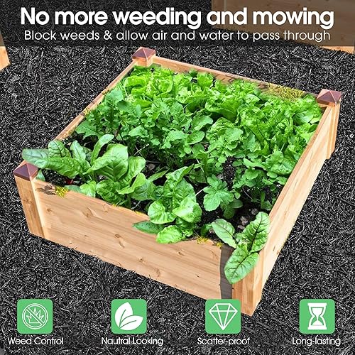 Miniatura 3 de Harmiden Paquete de 2 tapetes de goma reciclada, rollo de mantillo permanente, color negro, para paisajismo al aire libre, 8 x 2 pies