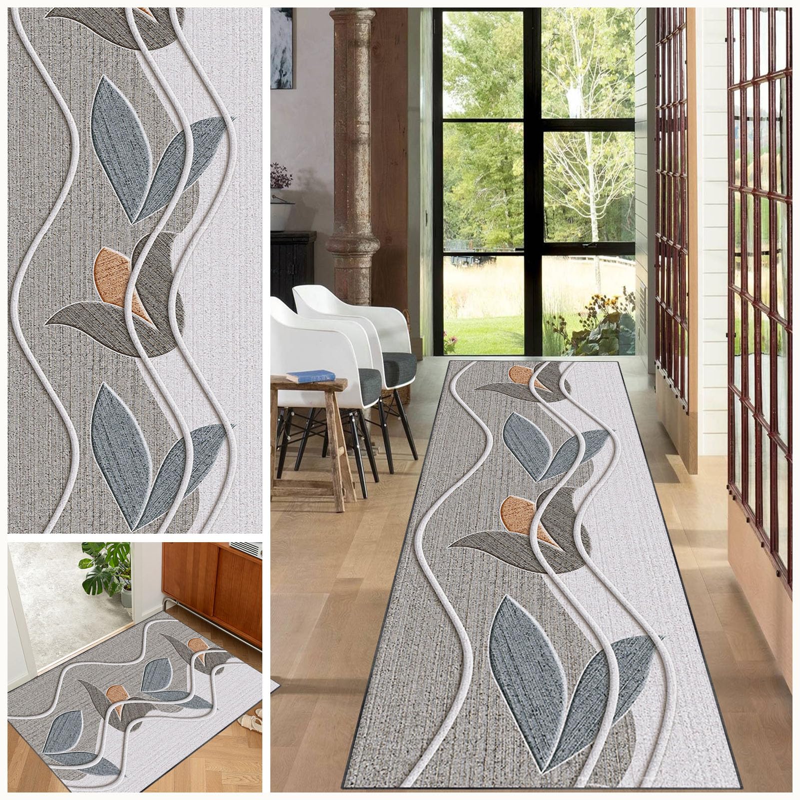 EYKWKB Hallway Runner Rug, Non-Slip Rug Runner for Entryway, 60 x 80 cm Short Pile Kitchen Runner Carpet Machine Washable Mat Runner Area Rug for Hallway Entrance Kitchen Laundry Decdor, Stair Carpet