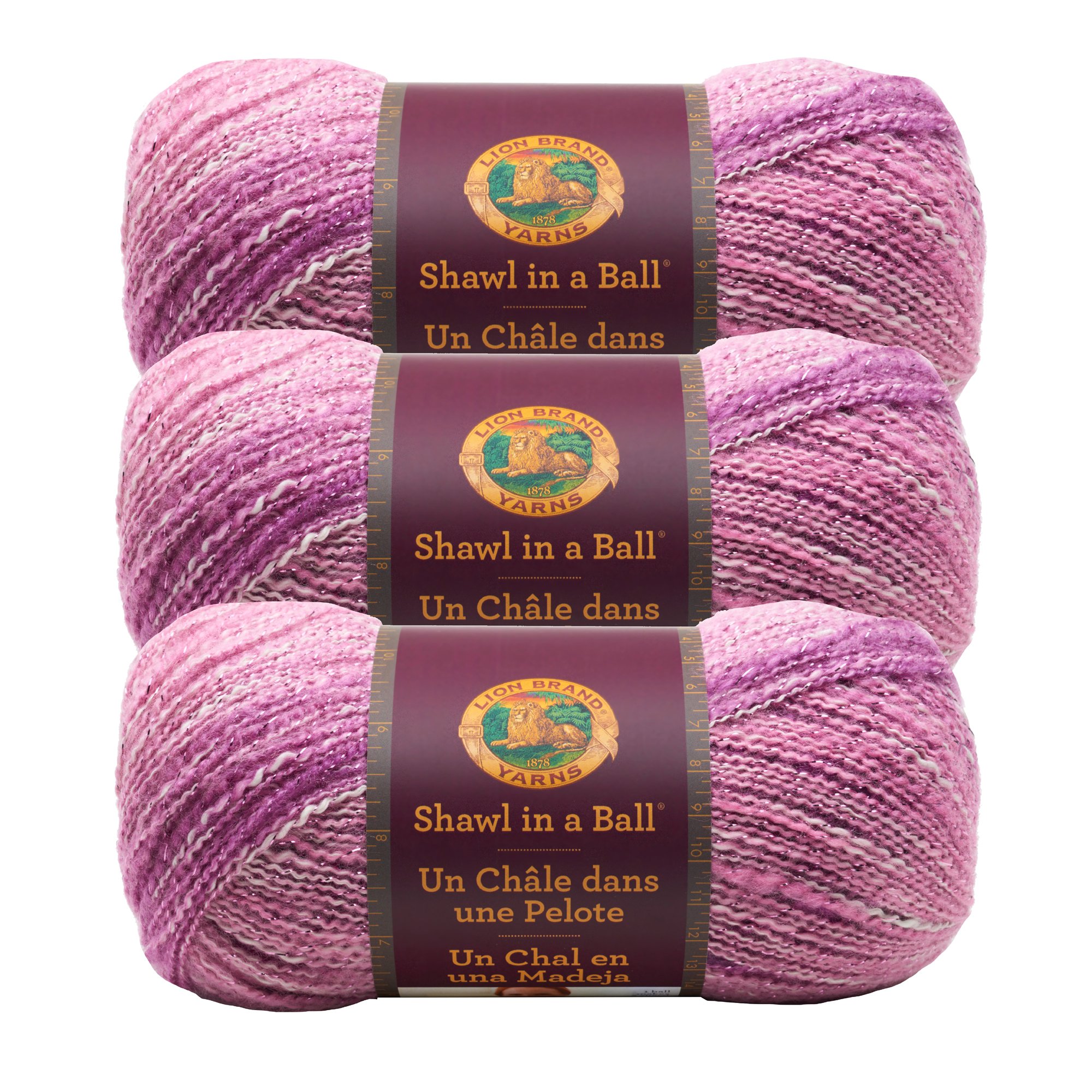 (3 Pack) Lion Brand Yarn 828-304 Lionbrand Shawl in A Ball, Lotus Blossom