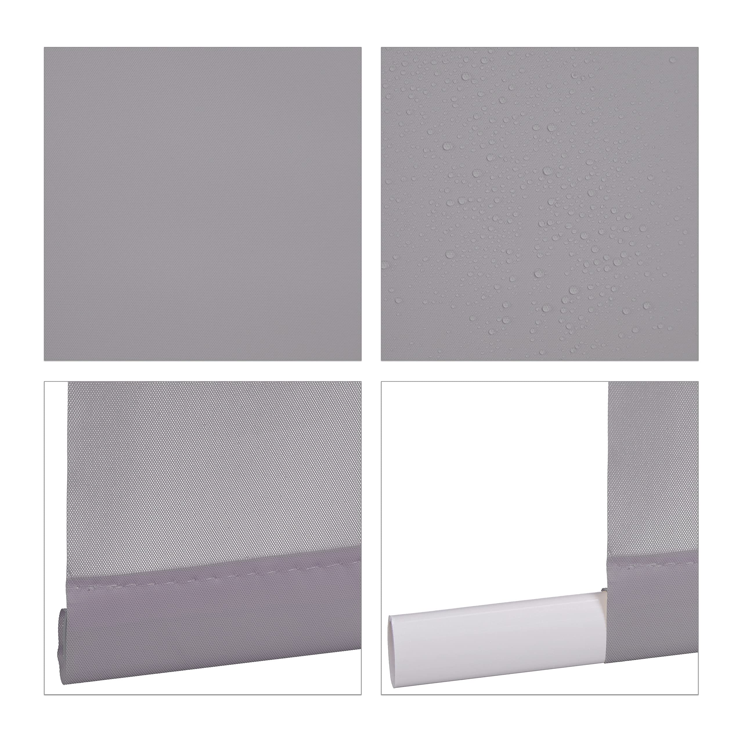 Relaxdays Store de Baignoire, 80x240 cm, Rideau de Douche Hydrofuge, Plafond & fenêtre, Pare-Bain, Salle de Bain, Gris