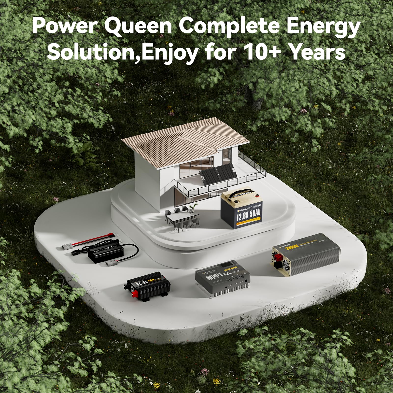 Power Queen 12V 50Ah LiFePO4 Battery With BMS - IP65, 4000+ Cycles, Solar RV Ready