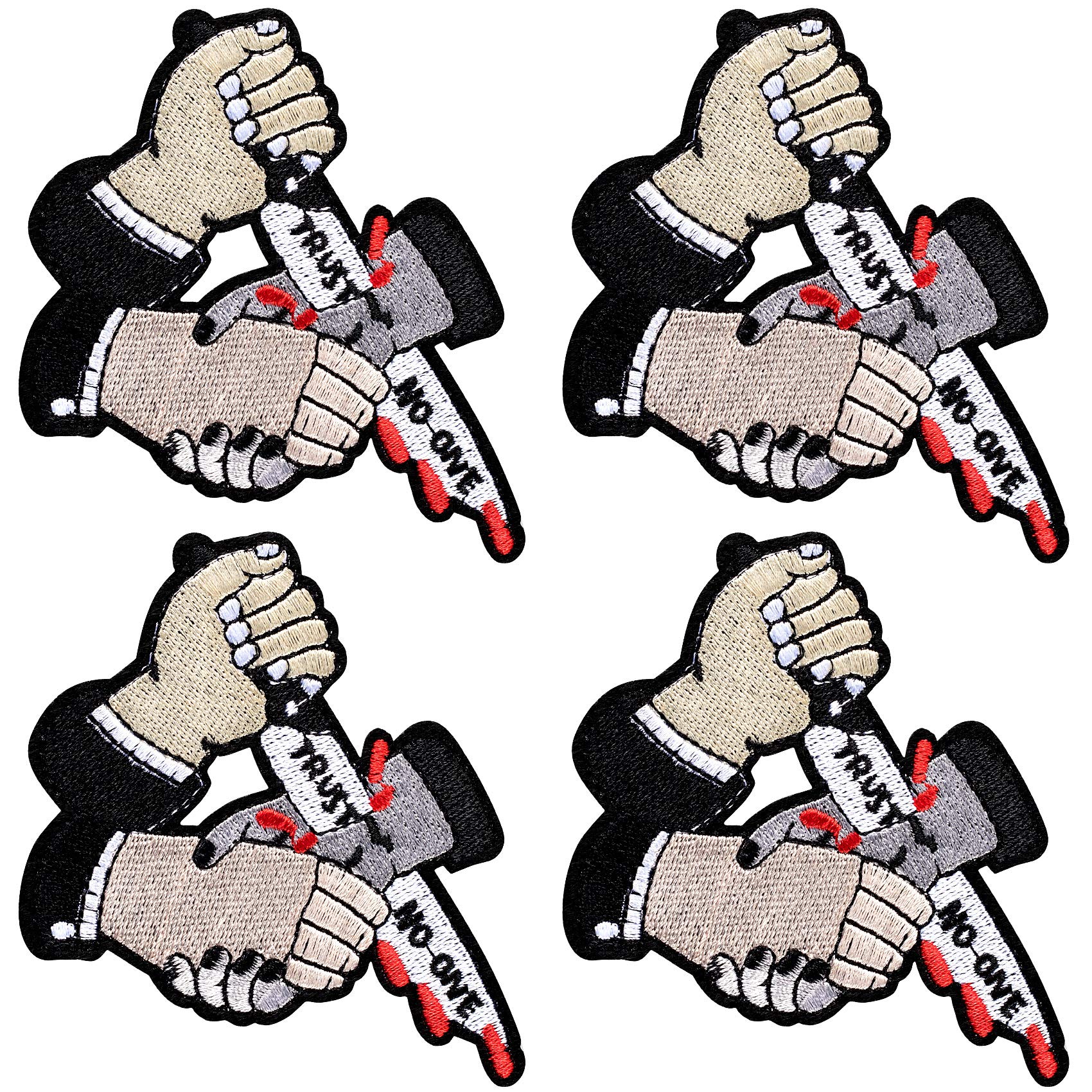 4 Pack Trust-No One Patch for Men Jackets, Decorative Patch Embroidered Applique Iron On Sew On Emblem for Jeans Hats Bags and Shirts (4x6cm)