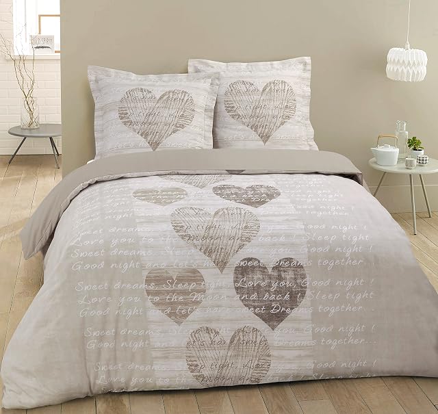 VISION Koldra Alice - 100% bawelna - 1 poszwa 240 x 260 cm + 2 poszewki na poduszki 65 x 65 cm - Bezowy