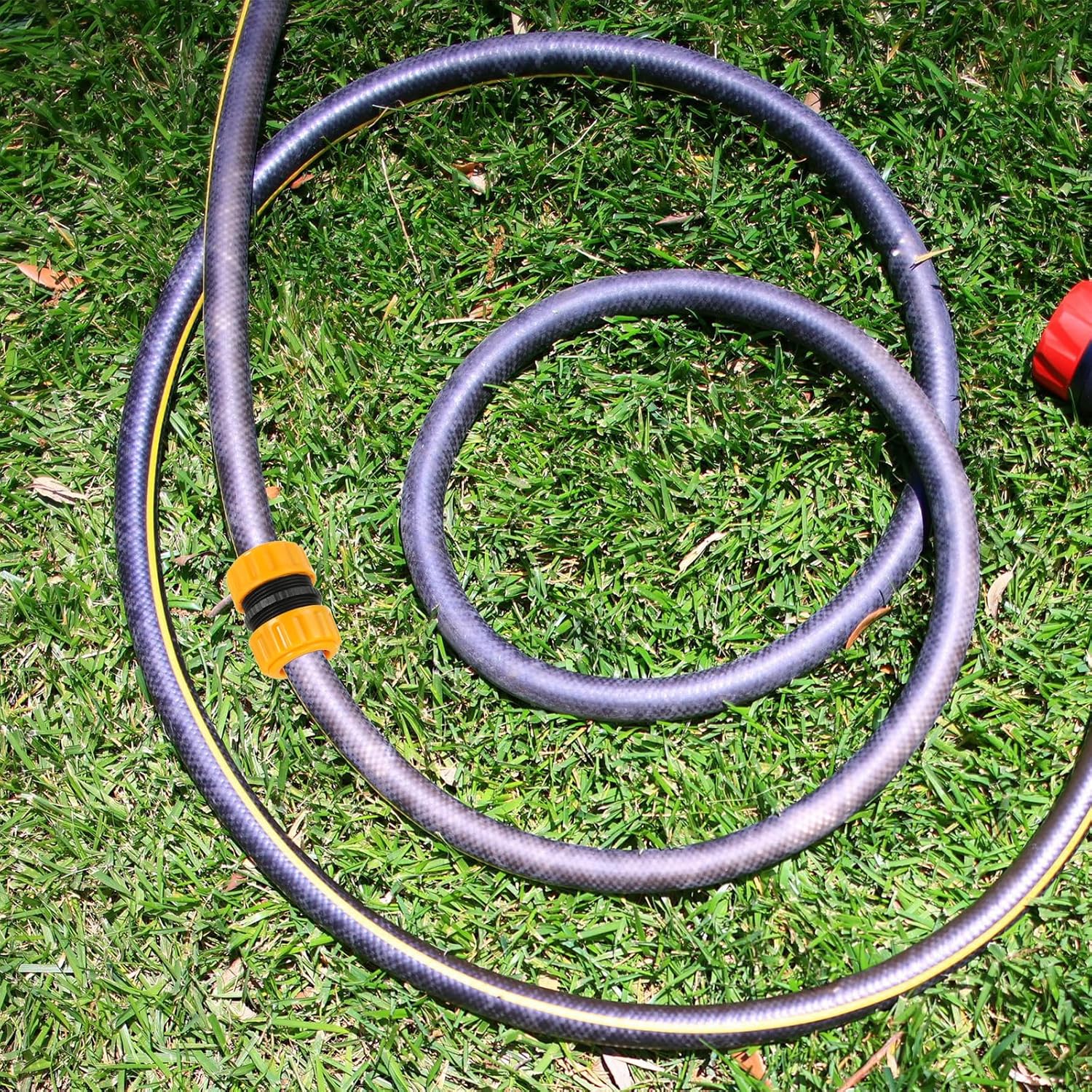 PATIKIL 1/2" Garden Hose Repair Kit Connector Extender, 3 Pcs Plastic Quick Water Hose Connectors Leakproof Design Fittings, Marigold