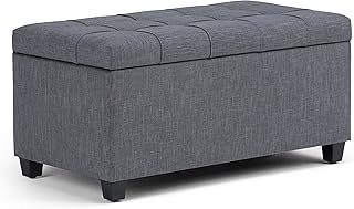 14 Living Room Addition Ideas to Expand Your Home 43 SIMPLIHOME Sienna Storage Ottoman Bench - 33 inch Wide Upholstered Linen...