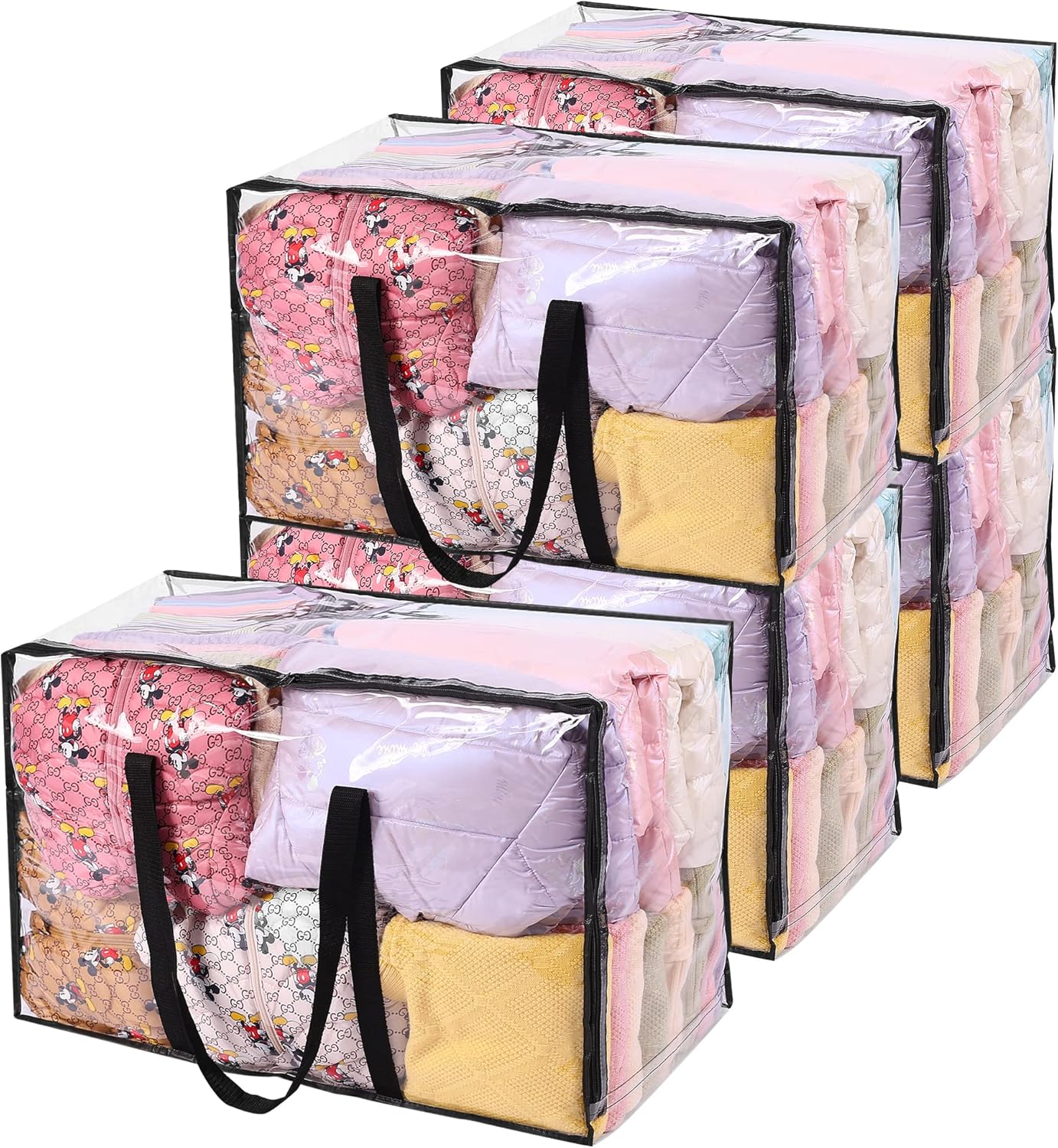 Vieshful 5 Pack Clear Clothes Storage Bag, 110L Zippered