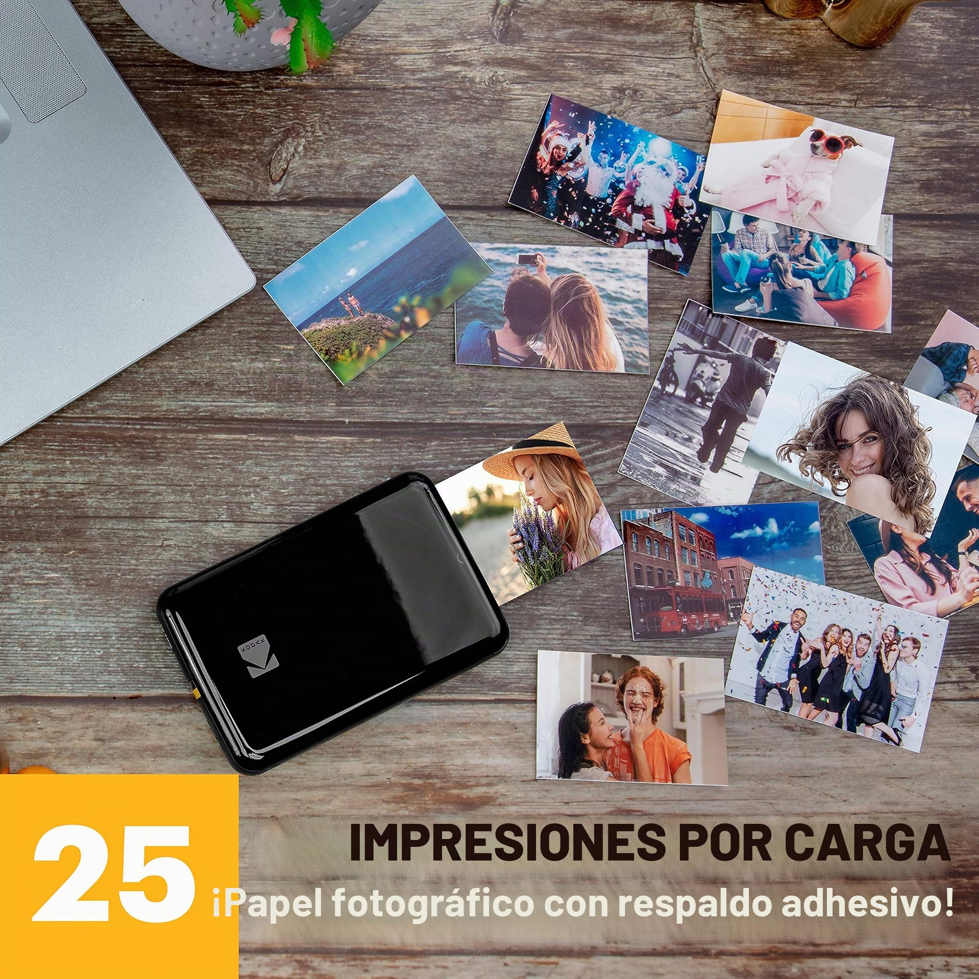 KODAK Step Impresora Móvil com Tecnologia Zink - Imprime Fotos Adhesivas de 2X3 Pulgadas & Papel Fotográfico Zink Premium de 2X3 Pulgadas (20 Hojas) Compatible con Smile, Step, Printomatic.
