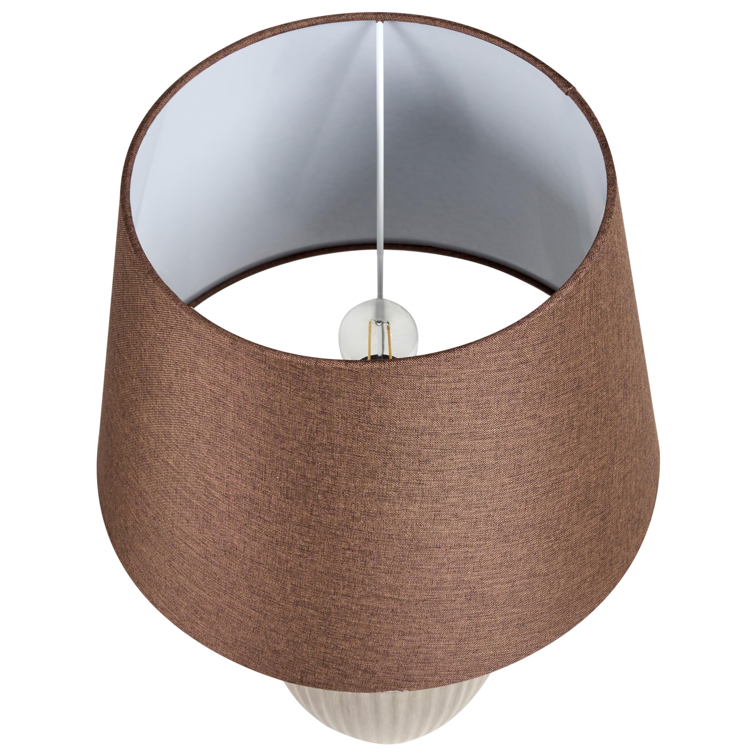 Beliani Klassische Tischlampe Lampenschirm aus Leinen keramischer Lampenfuß braun Fergus