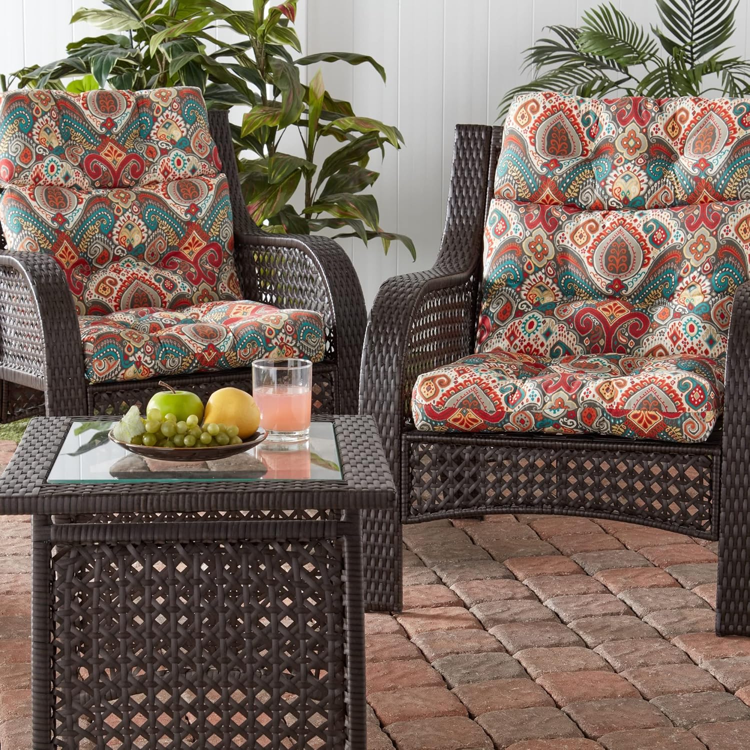 Greendale Home Fashions Outdoor 44 x 22-inch High Back Chair Cushion, Set of 2, Painted Desert 2 Count