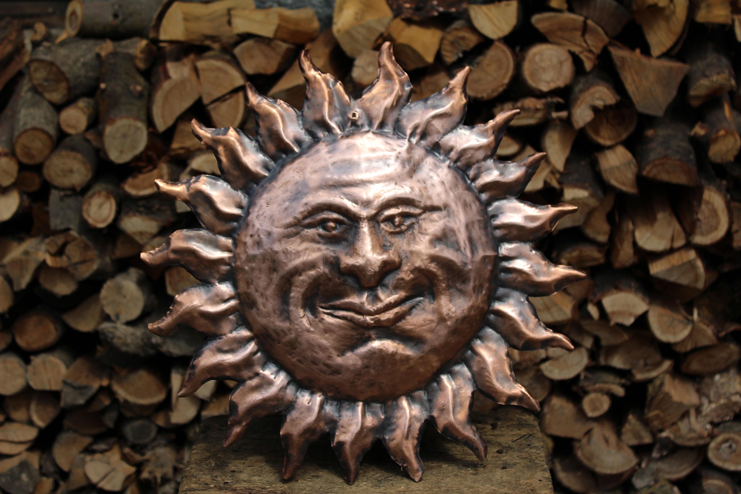Sol de cobre para pared mueble decoración Hecho a mano (40 cm)