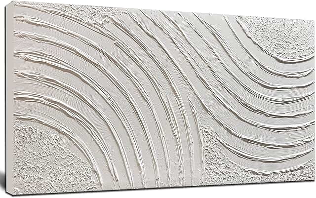 Trogonup Large Abstract Canvas Wall Art for Living Room Hand Painted Whi...