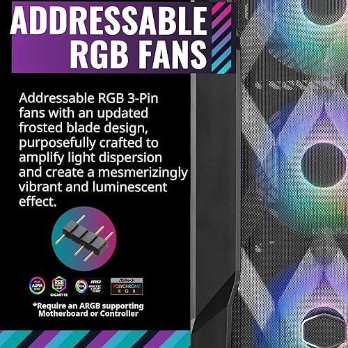 Miniatura 7 de Cooler Master TD500 Mesh V2 Airflow ATX Mid-Tower Case, malla poligonal, vidrio templado cristalino, panel superior extraíble, 3 ventiladores PWM