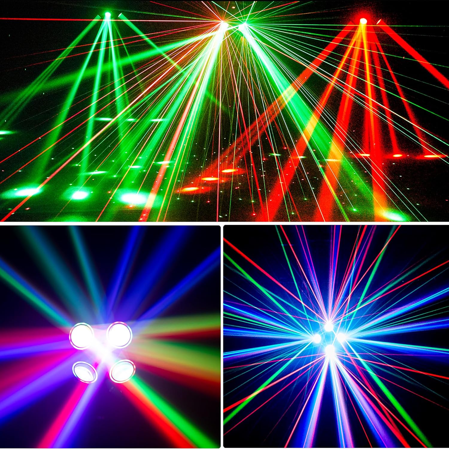 4-Beam Moving Head Light, Multi-Lens DJ Stage Light. 150W Moving Head Stage Light with DMX and Remote Control. Perfect for Weddings, DJ Parties, Concerts, and theaters.