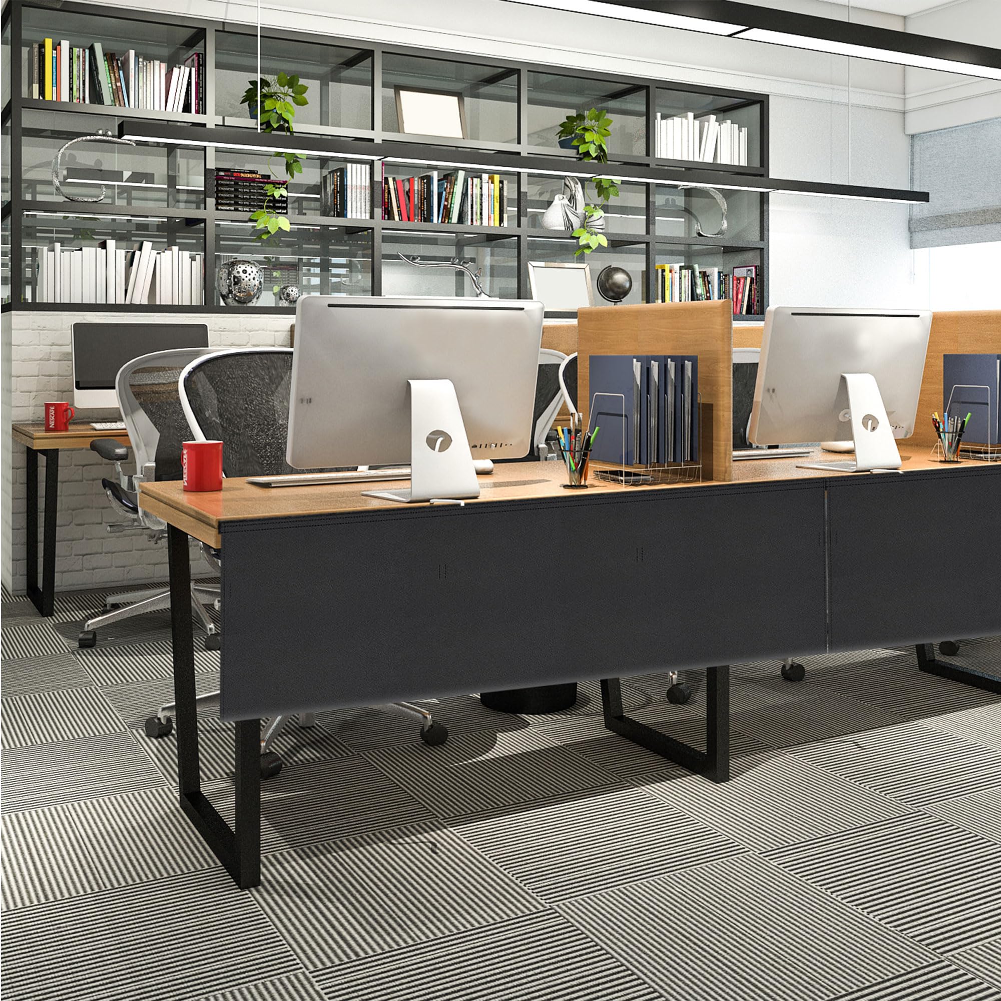 Sichtschutz-Panel unter dem Schreibtisch, selbstklebend, mit Drahttasche für Kabelmanagement, Organizer, robuster Schreibtischrock, für Büro oder Steharbeitsplatz, 152,4 cm