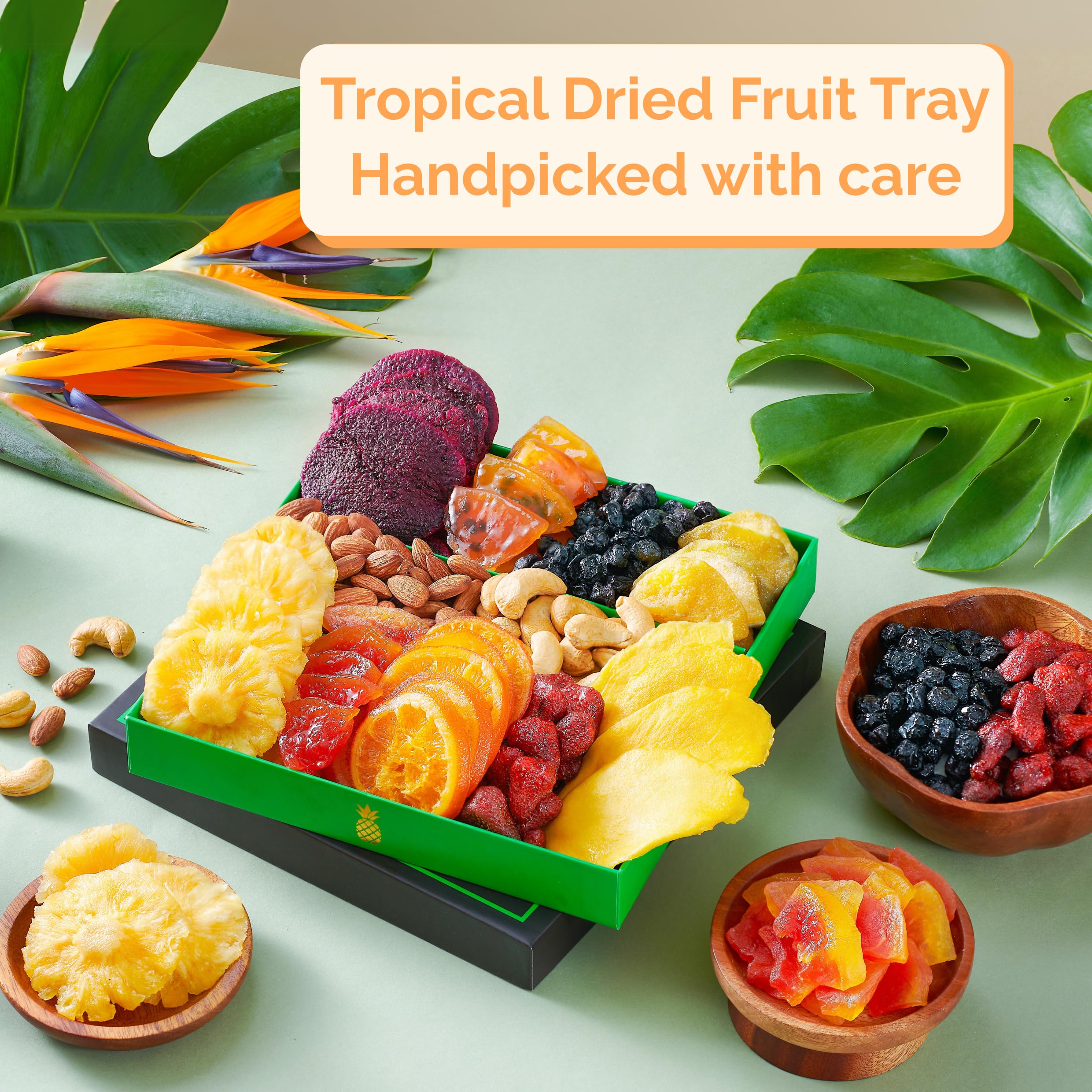 Cesti regalo di frutta secca da donna – 11 assortimento tropicale gourmet – Rosh Hashanah Gifts | Cesto di frutta secca morbida regalo da 590 ml – Regali Diwali per amici – Cesti di frutta per donne e
