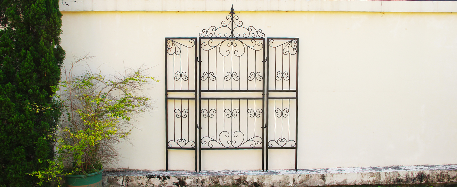 SCENDOR 3-Panel Foldable Metal Garden Trellis For Climbing Plants - 70.9" H X 55" W