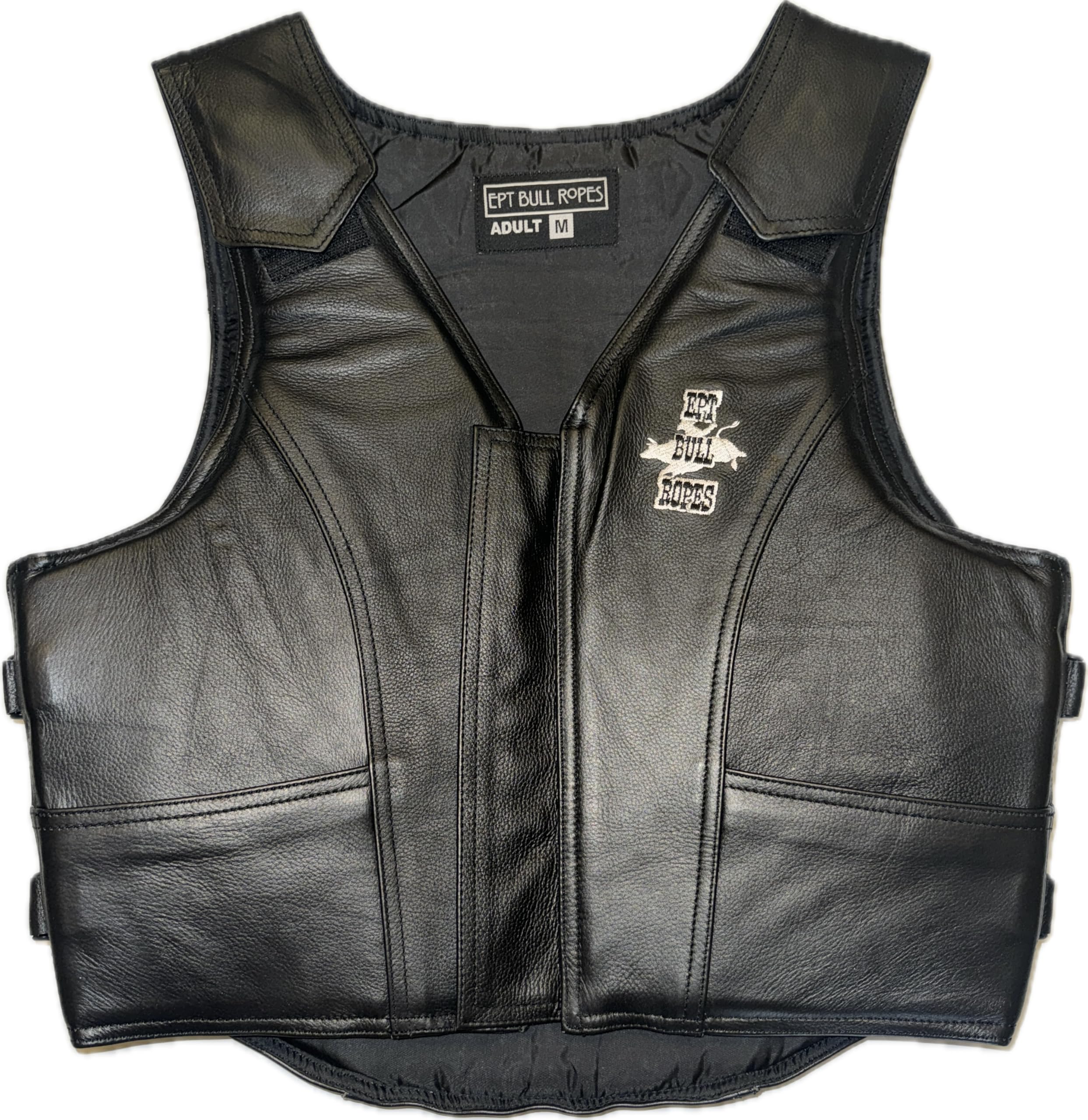 EPT Leather Bull Riding Vest v2.0- Black Leather EPT Brand - Adult Sizes (Small)