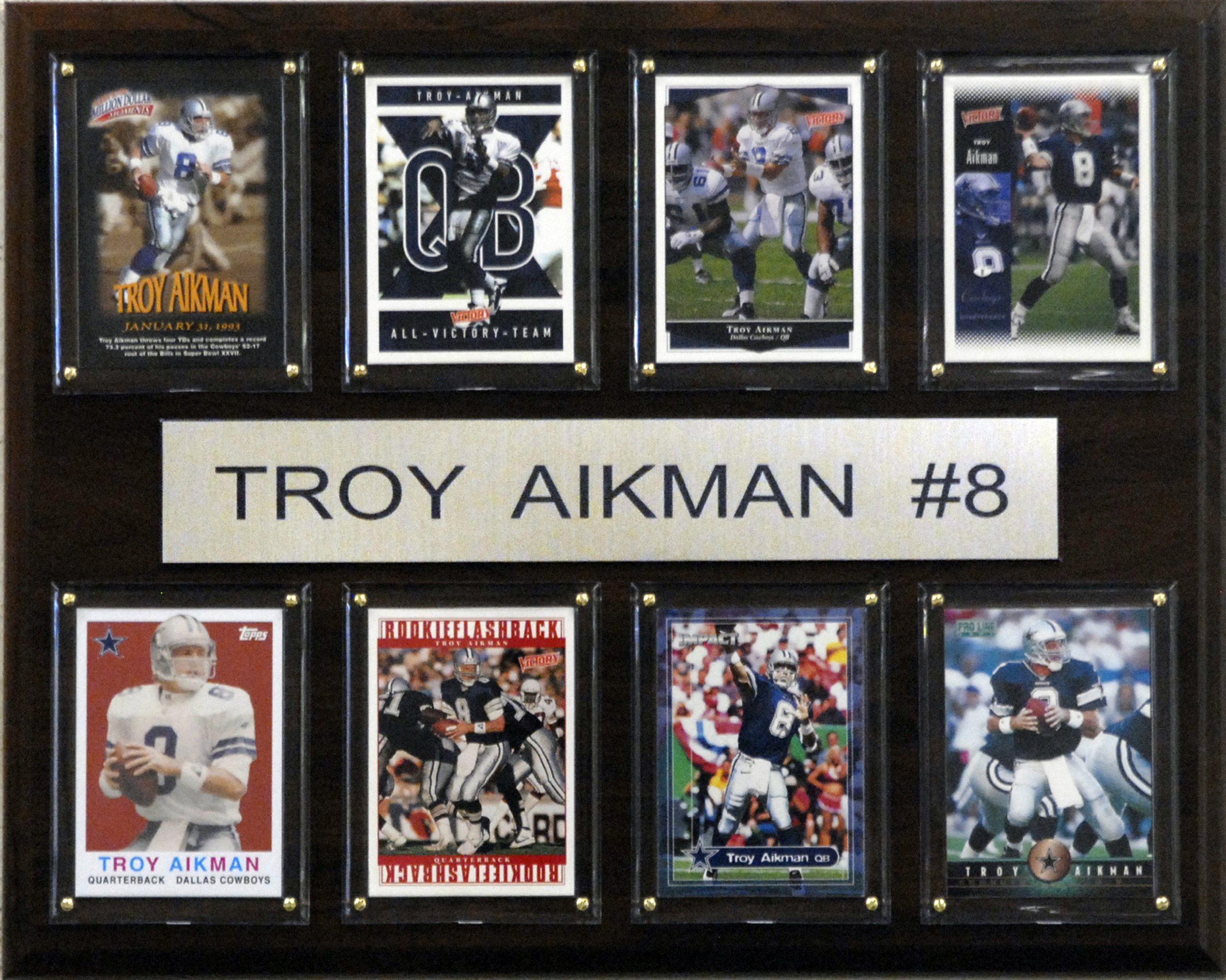 C&I Collectables NFL Dallas Cowboys Troy Aikman 8 Card Plaque