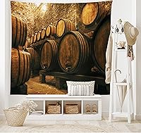 Vista 47 de Lunarable Tapiz costero, tumbonas y mar Caribe bajo el parasol naranja, imagen de vacaciones de luna de miel, decoración de tela para colgar