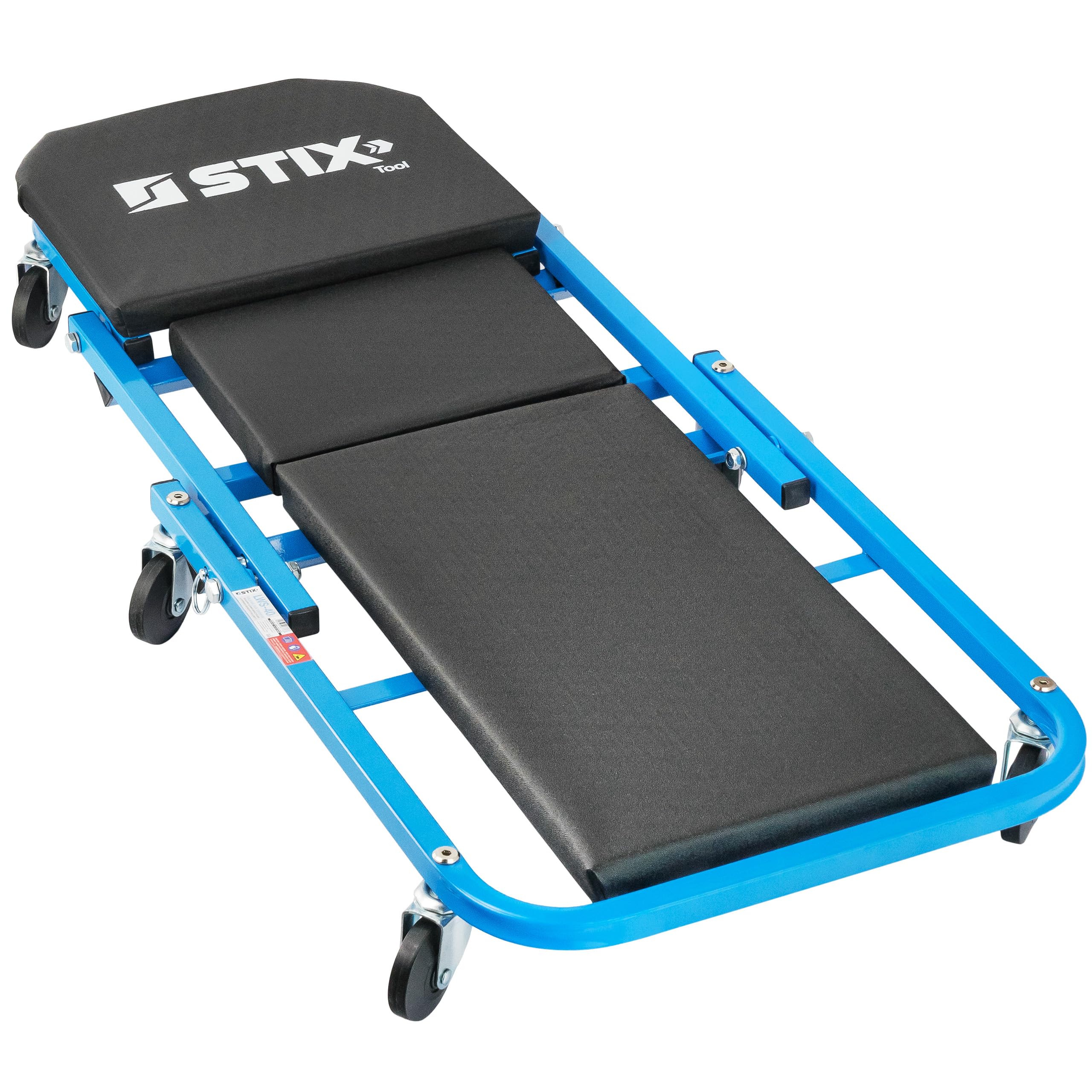 Stix Camilla y Taburete de Taller 2 en 1 LWS-40 Capacidad 150 kg Altura 12 cm Estructura de Acero con 6 Ruedas giratorias y Acolchado ergonómico