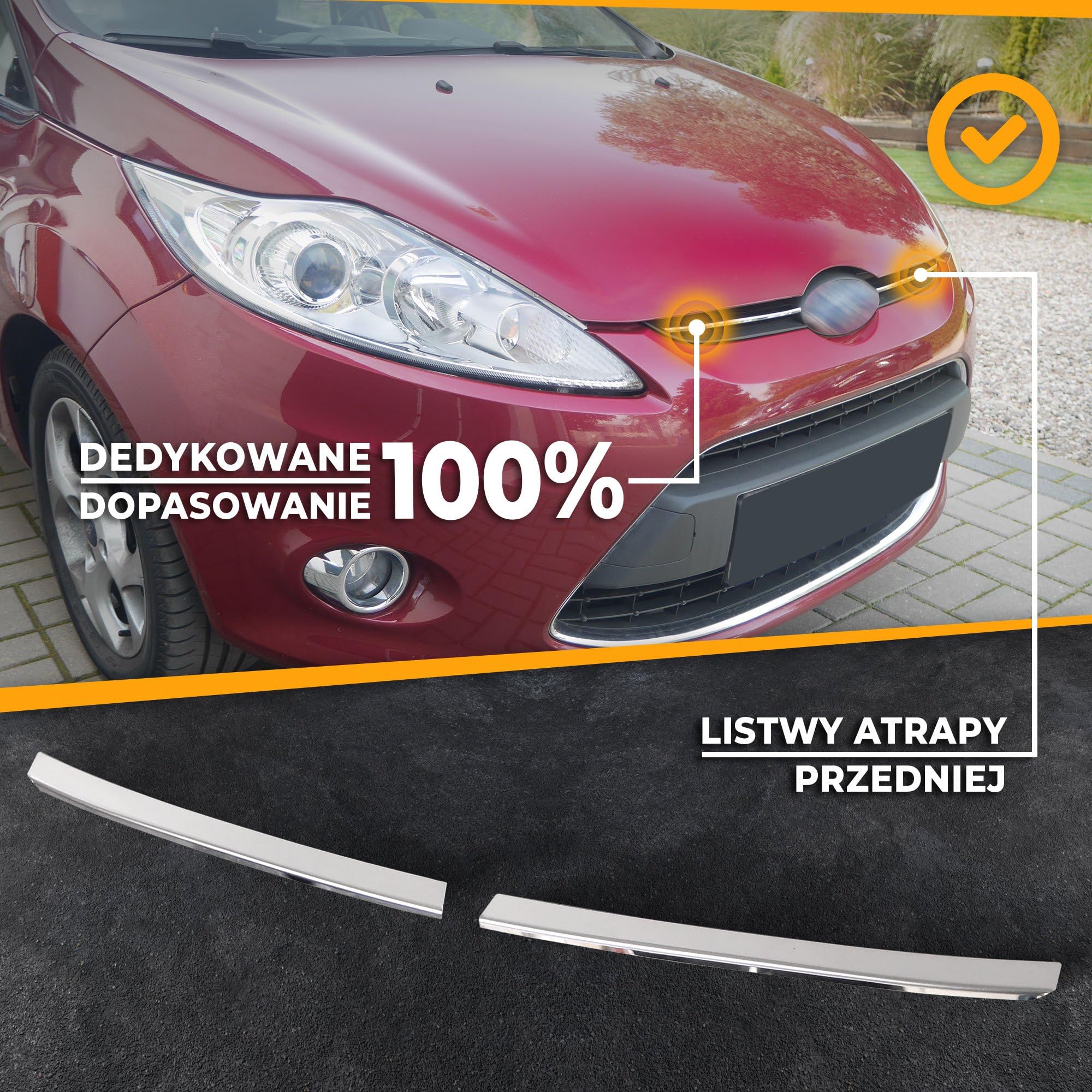 CHROMEMASTER | Kompatybilne z Ford Fiesta Hatchback 2008-2012 | Listwy Atrapy Przedniej; Listwy na Grill Auta; Stal Nierdzewna Polerowana | Idealne Dopasowanie | Nowy, Atrakcyjny Wygląd Samochodu