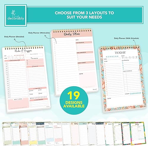 Miniatura 2 de Bloc de notas diario con resorte de 6.5 x 10 pulgadas, 52 hojas fáciles de arrancar, bloc de notas de horario diario, planificador diario, hojas de