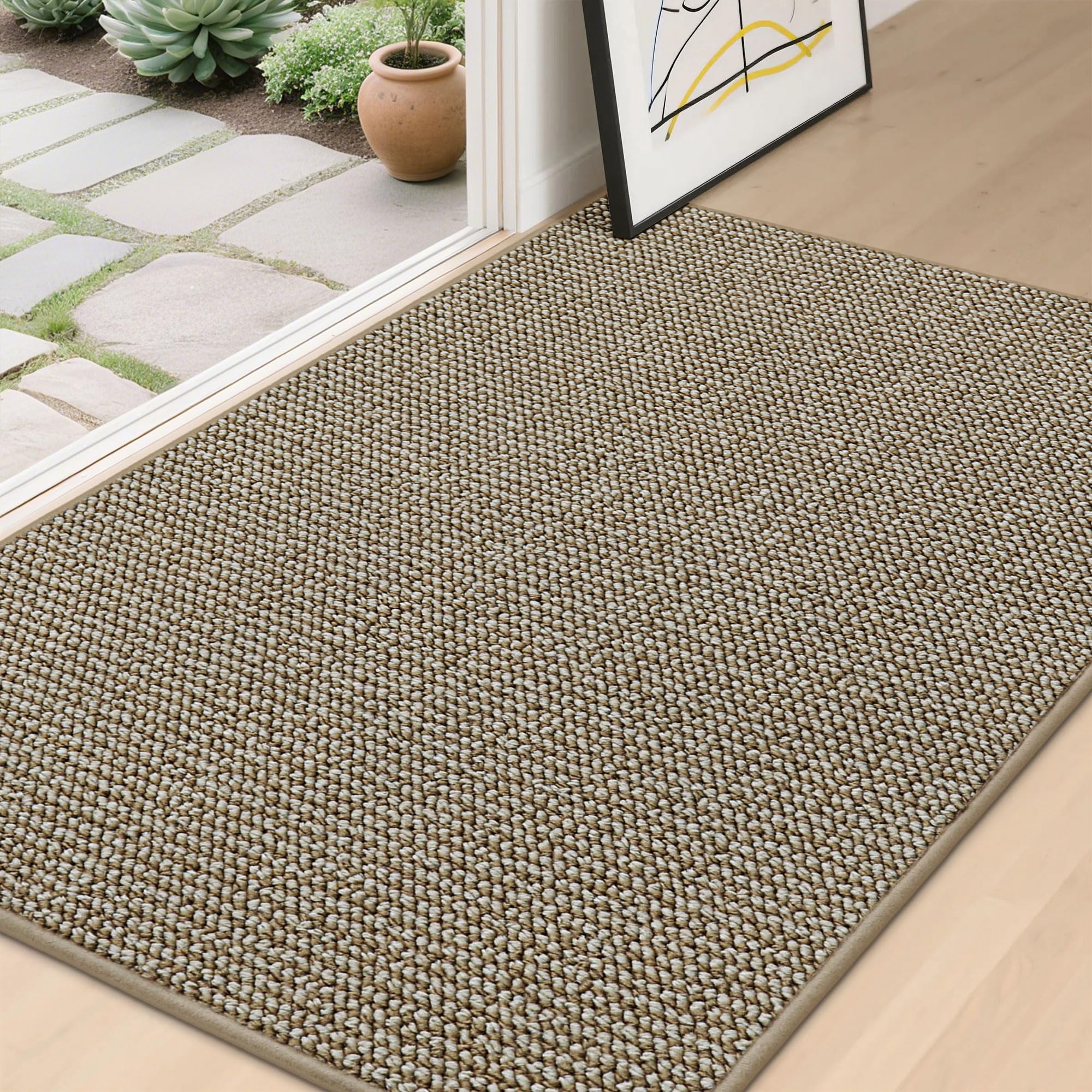 Photo 1 of BEQHAUSE Dirt Trapper Door Mat 32" x 48", Non-Slip Washable Doormats Entrance Mat, Dirt Resistant and Absorbent Welcome Mat, Low Profile Floor Mats for Front Back Door and Entryway, Light Beige