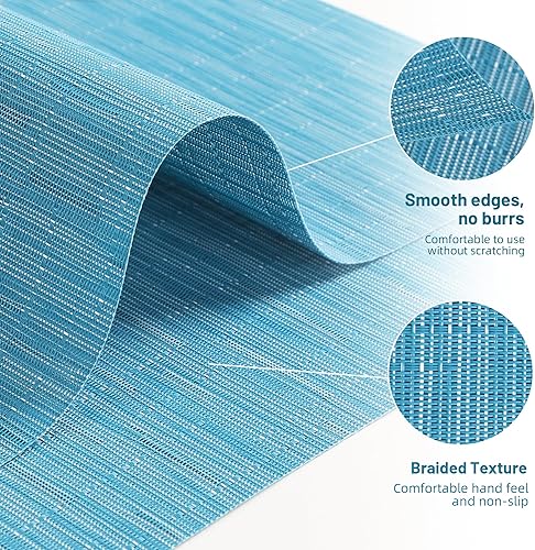 Miniatura 3 de Juego de 6 manteles individuales lavables de vinilo PVC tejido para mesa de comedor, duradero, resistente al calor, antideslizante, tamaño 12 x 17