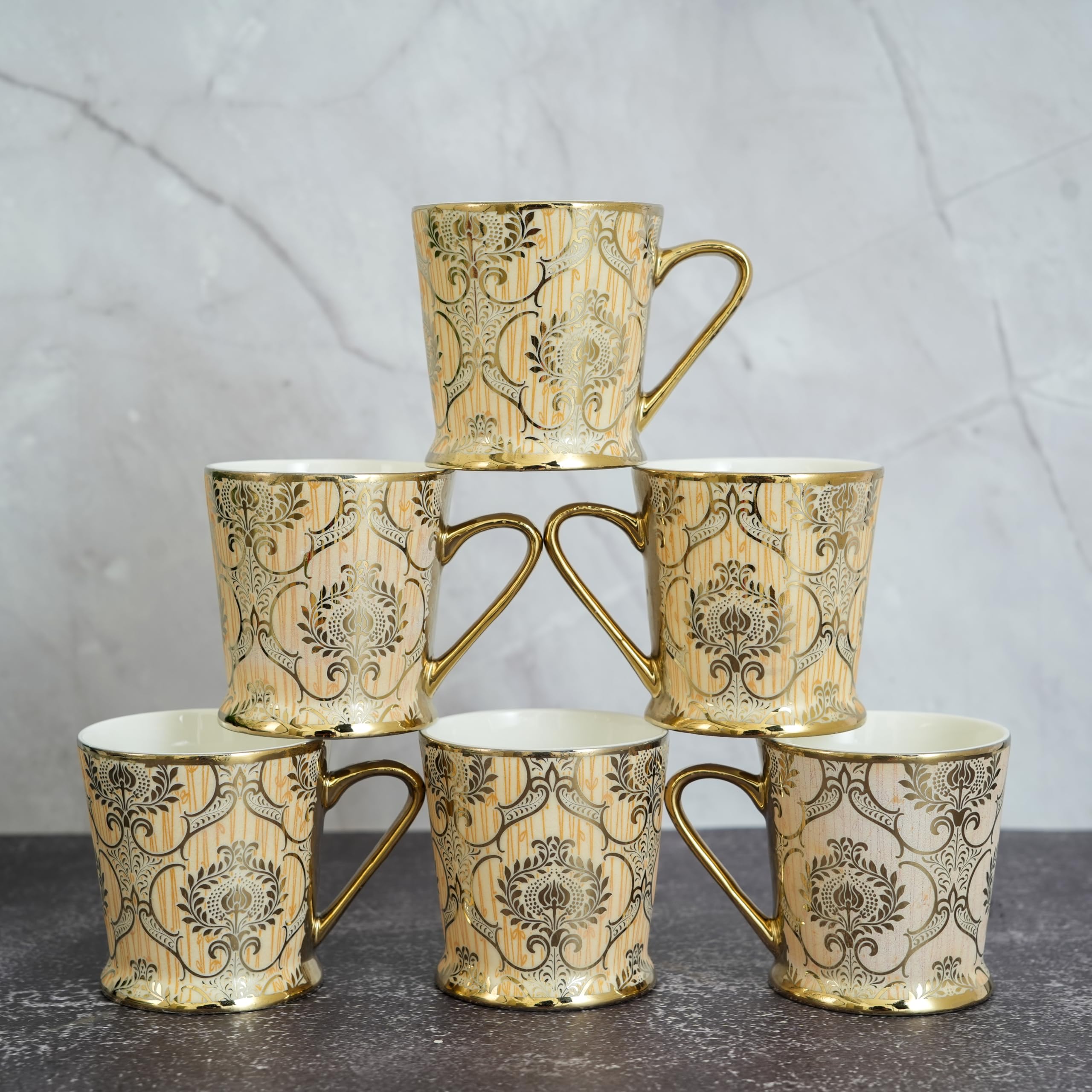 Femora Royal Gold Tea Cups - Set of 6 -6 Femora Royal Gold Tea Cups - Set of 6 -6