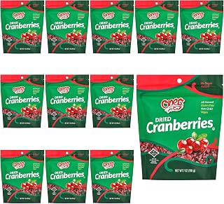 Oneg Dried Cranberries, Dried Fruit Snack, Gluten Free, All Natural, Healthy Snack for Kids and Adults, Non-GMO, Vegan, No Sodium, Cranberry Fruit Snack, Sweet Snack in Resealable Bag, 12 Pack, 84 0z.