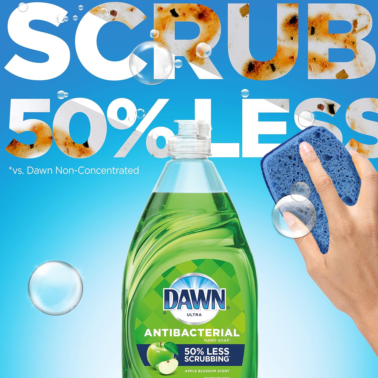 Dawn Dish Soap Antibacterial Dishwashing Liquid + Non-Scratch Sponges for Dishes, Apple Blossom Scent, Includes 4x19.4 oz + 2 Sponges (Packaging May Vary) : Health & Household
