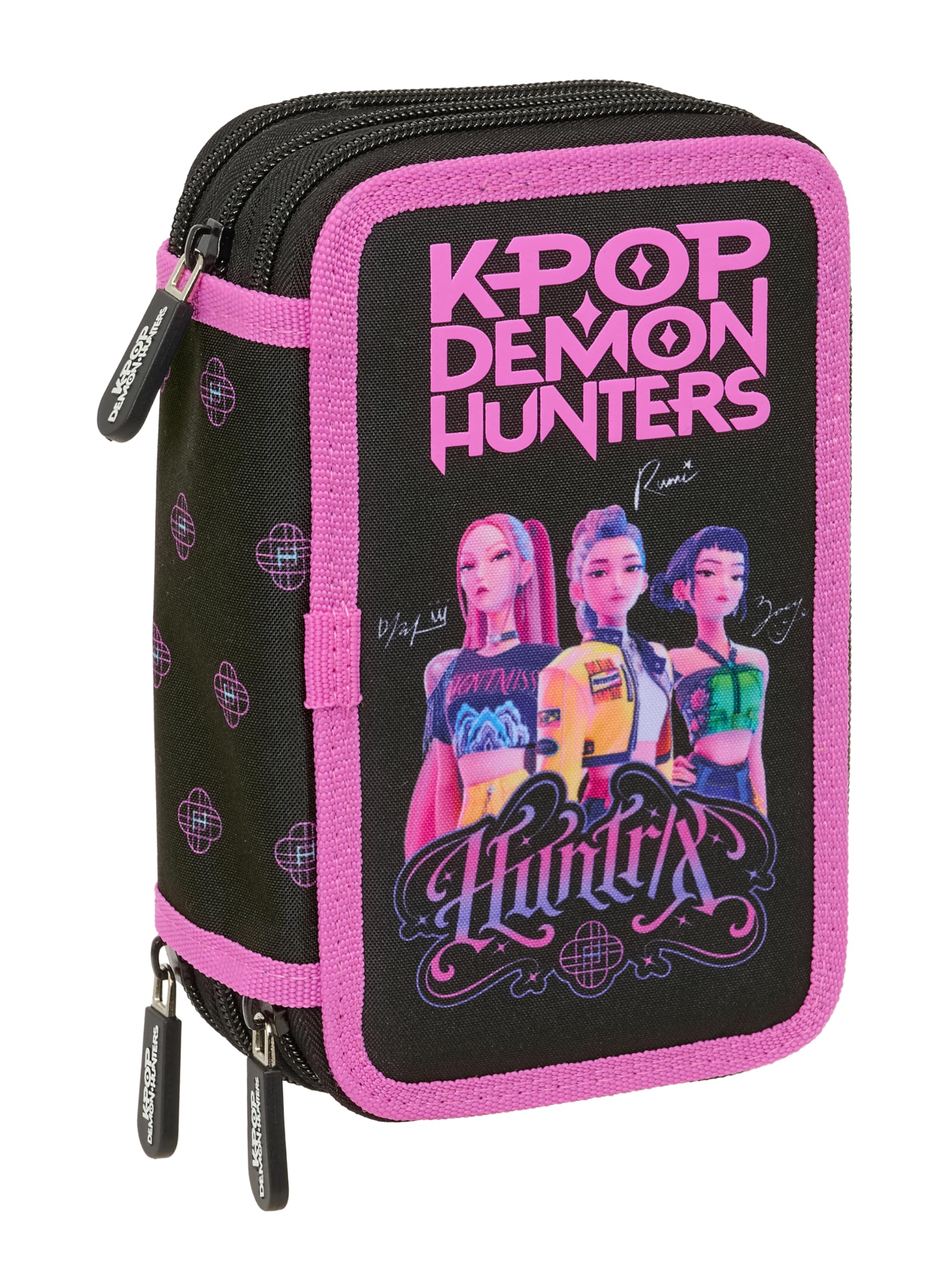 K-POP Demon Hunters Schulmäppchen mit 37 Utensilien, Federmäppchen für Kinder, ideal für Kinder von 5 bis 14 Jahren, bequem und vielseitig, Qualität und Widerstandsfähigkeit, 12,5 x 5,5 x 19,5 cm
