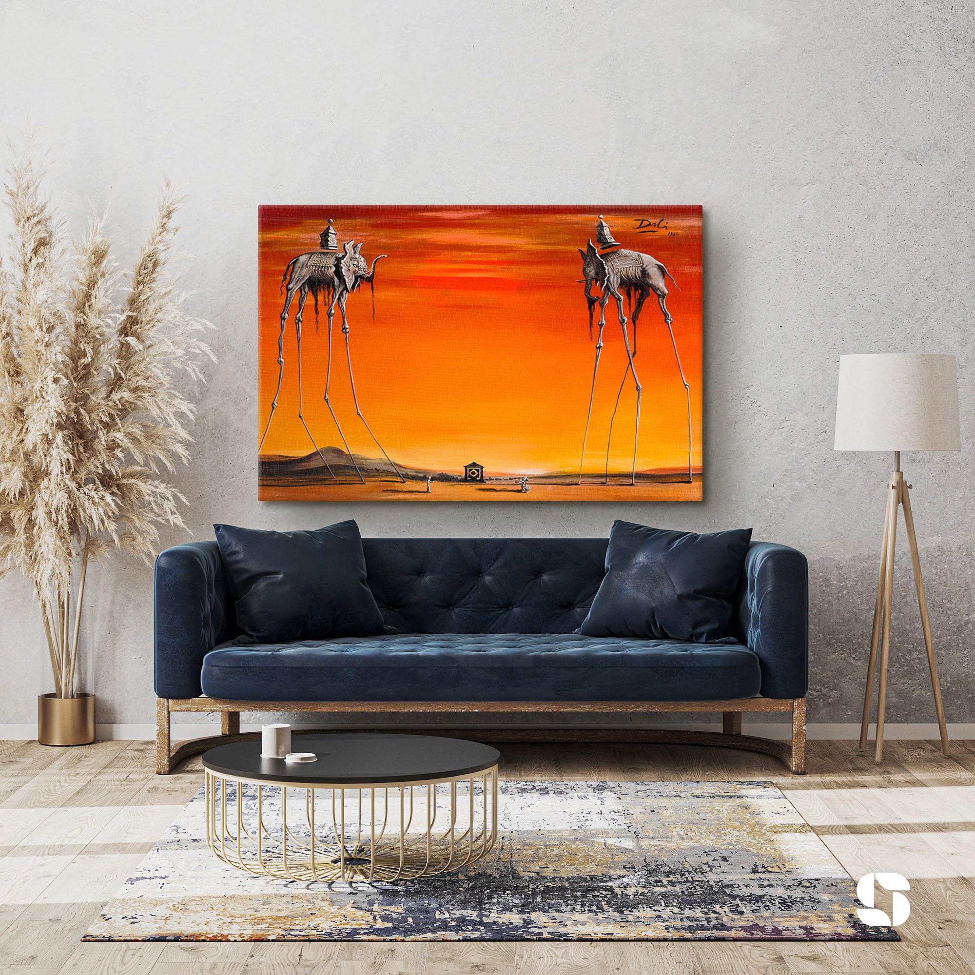 Lienzo de Dalí con pintura de elefantes en alta resolución de 70x90cm
