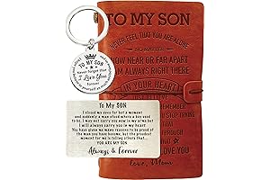 Mom's Heartfelt Gifts for Son: Journal, Wallet Card, Keychain, 140-Page Notebook