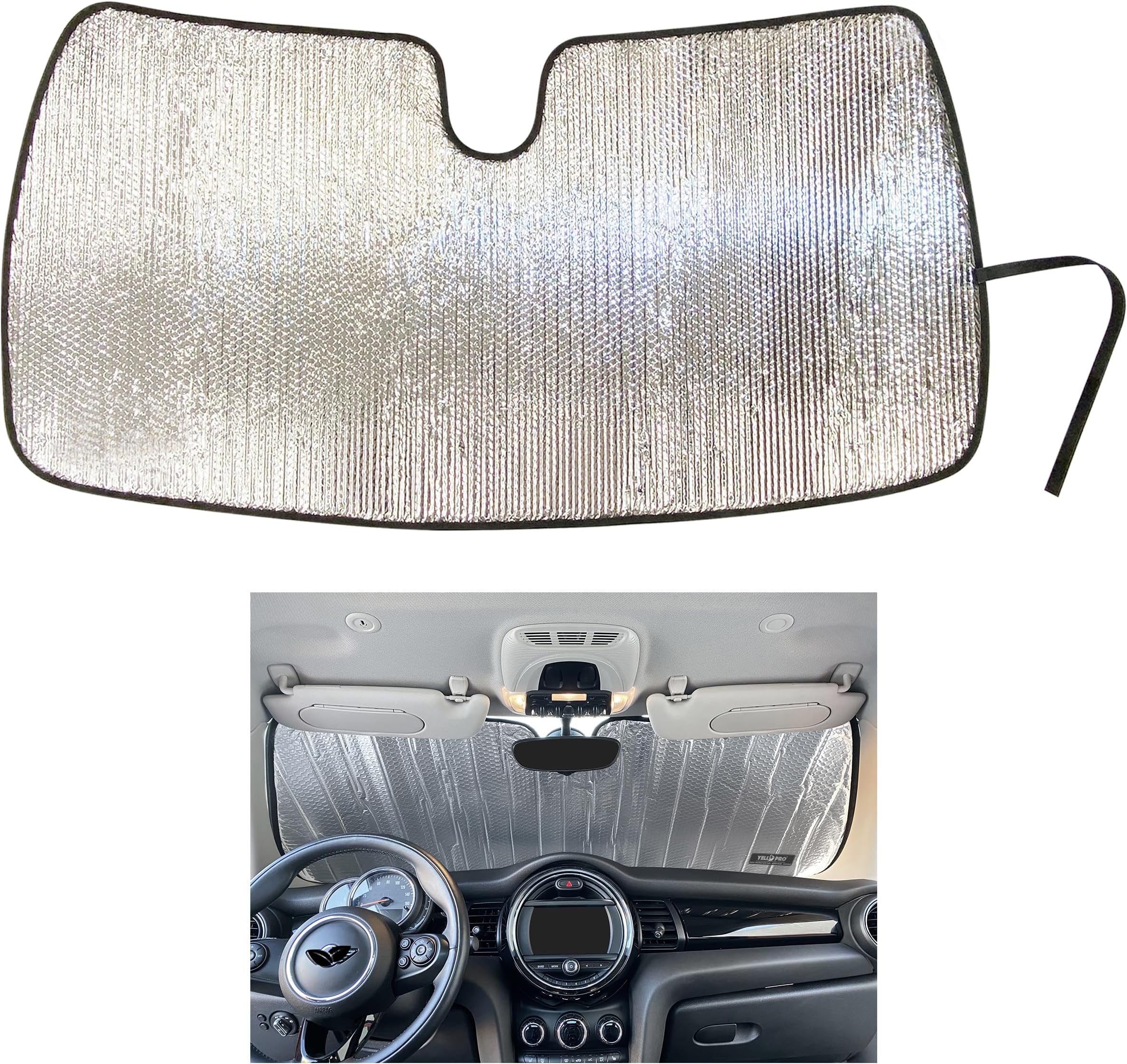 YelloPro Custom Fit Front Windshield Sunshade for 2015 2016 2017 2018 2019 2020 2021 2022 2023 2024 MINI Hardtop 4 Door, UV Protection Accessories [Made in USA]
