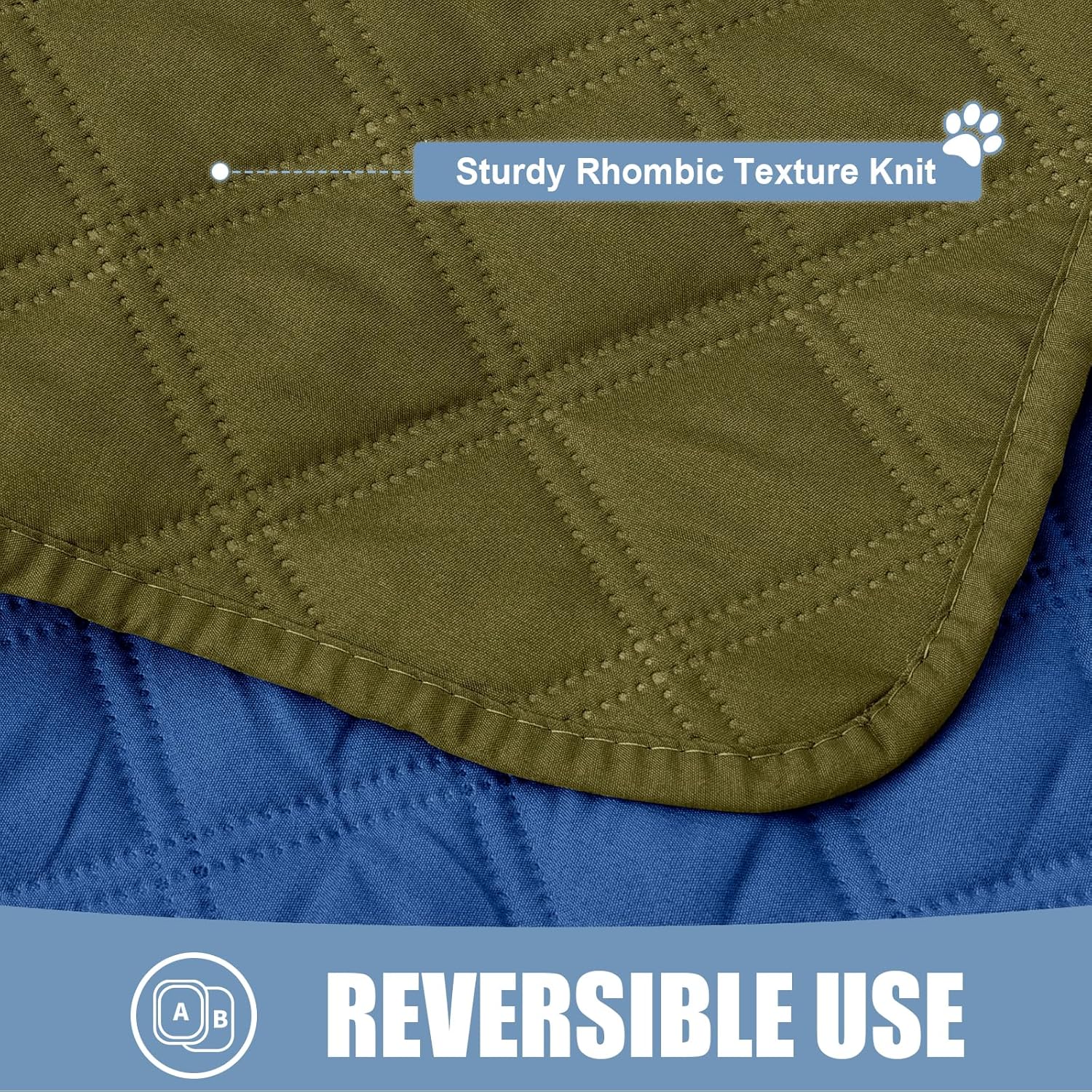 Smiry Waterproof Dog Blanket, Reversible Dog Bed Cover Pet Blanket, Soft Pet Couch Covers for Sofa Washable, (30"x70"+52"x82", Green/Navy)