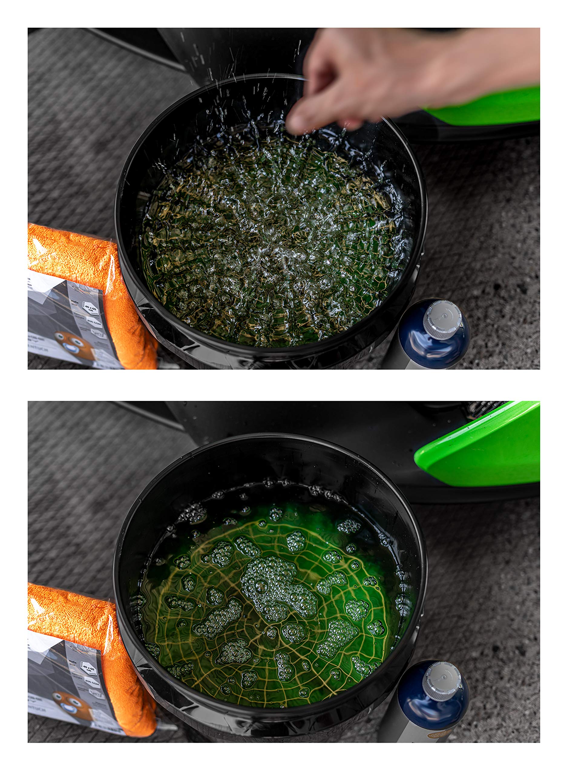 detailmate Set Handwäsche: GritGuard Wascheimer 3,5 GAL + Grit Guard Einsatz + Liquid Elements Orange Baby XL Trockentuch + Koch Chemie NanoMagic Autoshampoo 750ml + Waschhandschuh + Messbecher