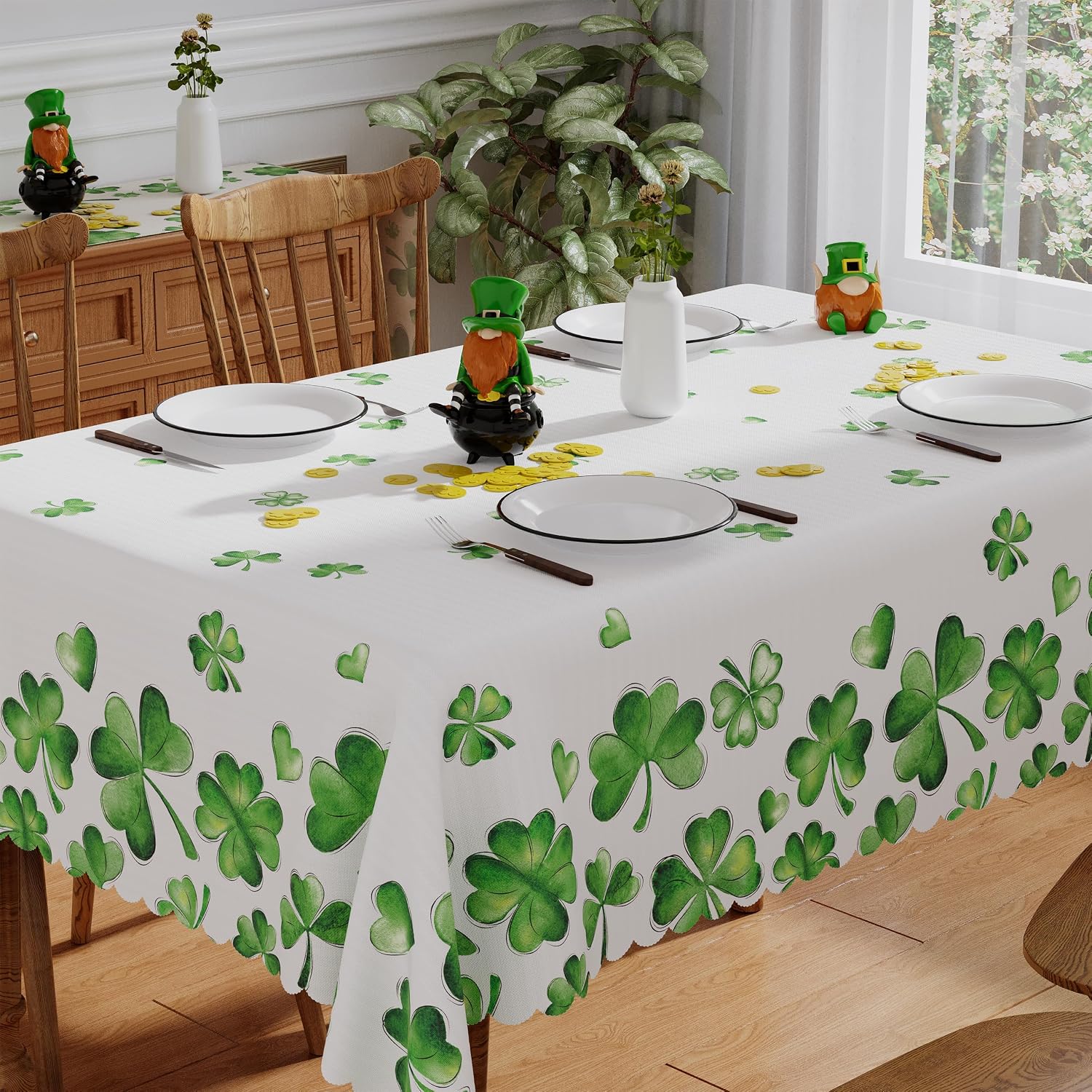 St Patricks Day Tablecloth Rectangle 60x84 Inch Lucky Home Party Decor