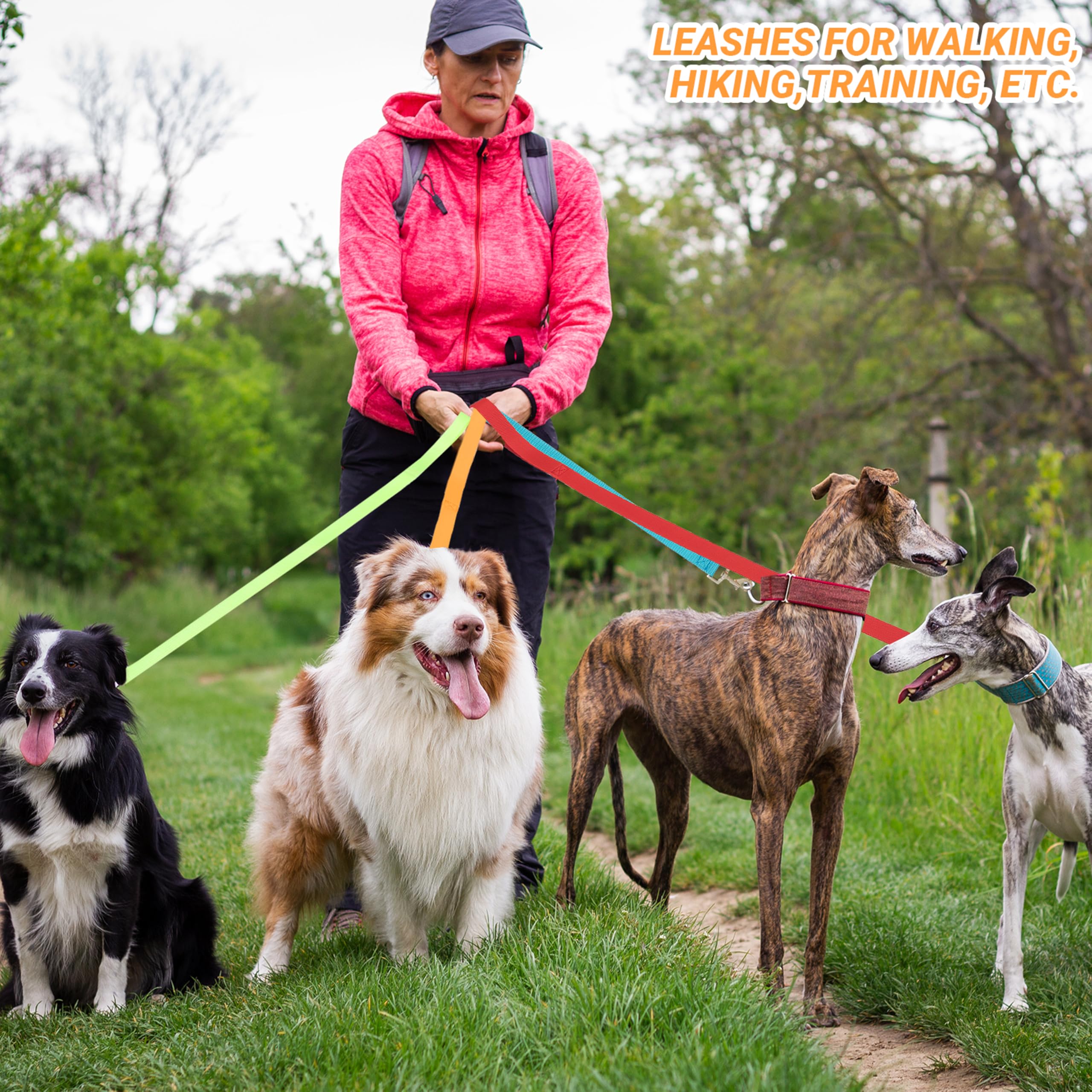24 correas para perros pequeños, medianos y grandes, correa corta de 6 pies con gancho giratorio para caminar, entrenar, senderismo, rescate, aseo, refugio, al aire libre