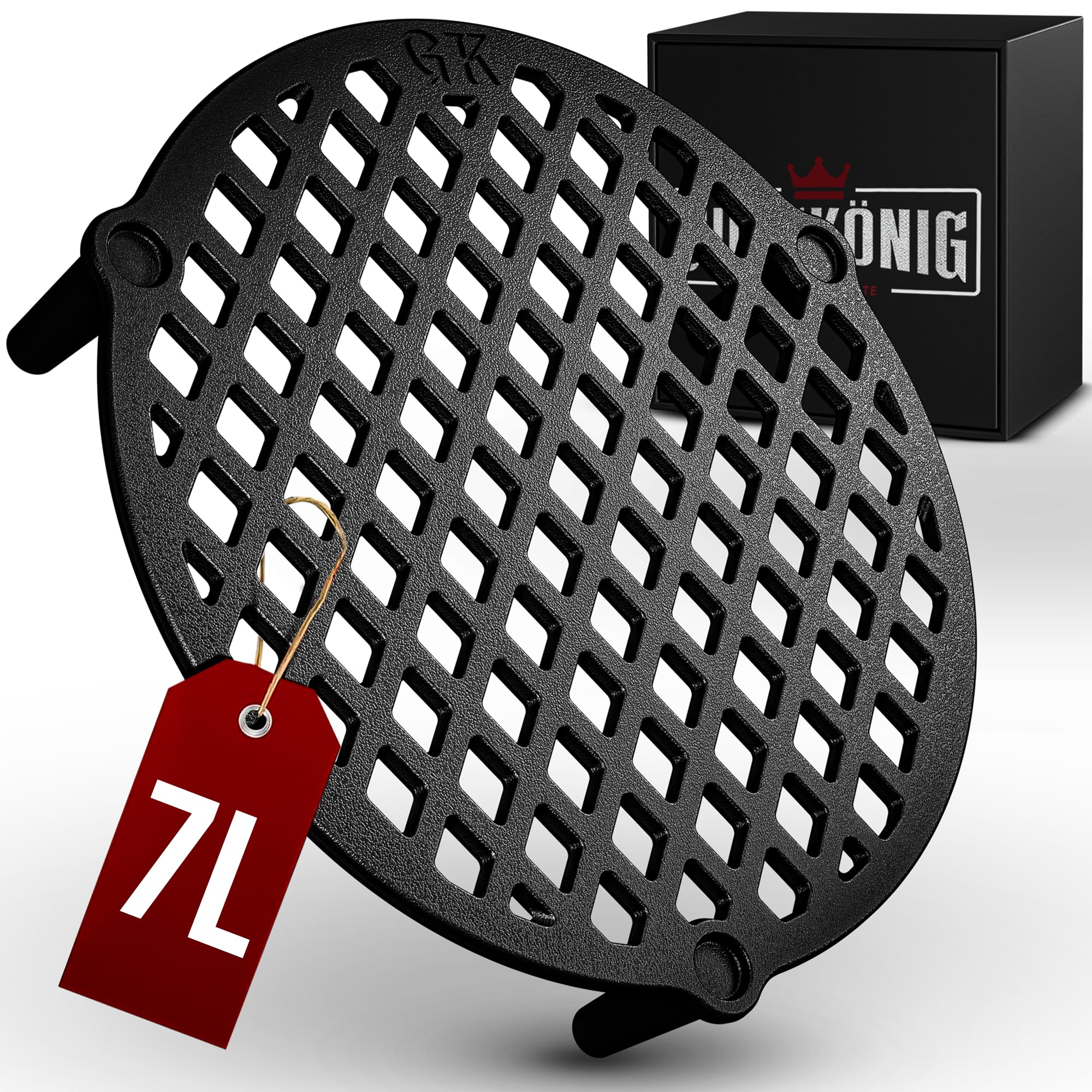 GUSSKÖNIG Gusseisen Stapelrost für 7 Liter Dutch Oven [Ø 22cm] - Einsatz für DutchOven - Staple Grate - Grillrost Dreibein Gusseisen DutchOven Untersetzer - Dutch Oven Zubehör