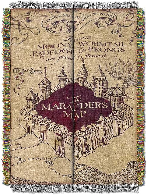 Northwest Harry Potter Woven Tapestry Throw Blanket, Marauder's Map