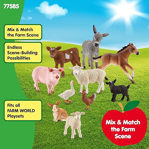 Vista 6 de Schleich Farm World, juguetes realistas de animales de granja para niños y niñas, figura de juguete de potro de burro bebé, a partir de 3 años