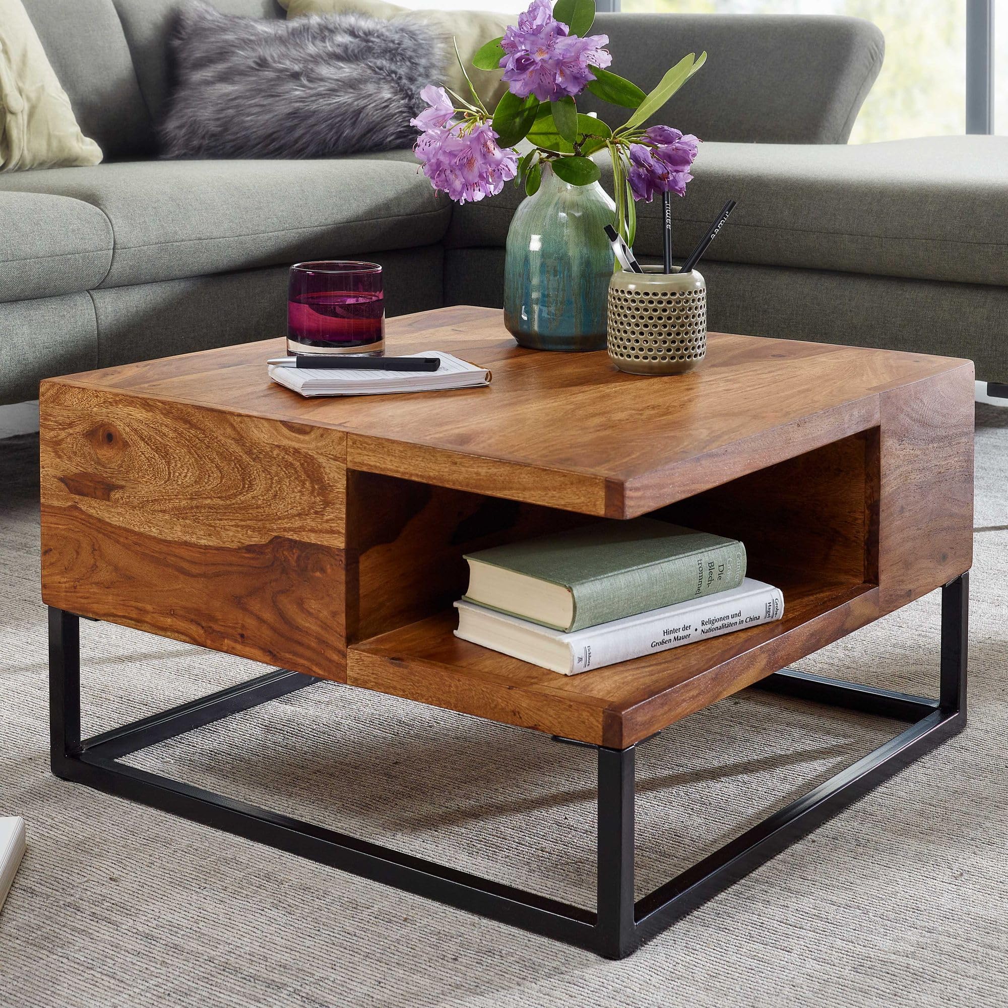 See full amazon price history chart for REDWOOD Solid Sheesham Wood Square Centre Coffee Table for Living Room | Wooden Sofa Hall Tea/Teapoy Table with Shelf Storage for Home Office | Metal Base, Brown Finish REDWOOD Solid Sheesham Wood Square Centre Coffee Table for Living Room | Wooden Sofa Hall Tea/Teapoy Table with Shelf Storage for Home Office | Metal Base, Brown Finish (B0DH2QJH7P) Amazon Price History, Amazon Price Tracker