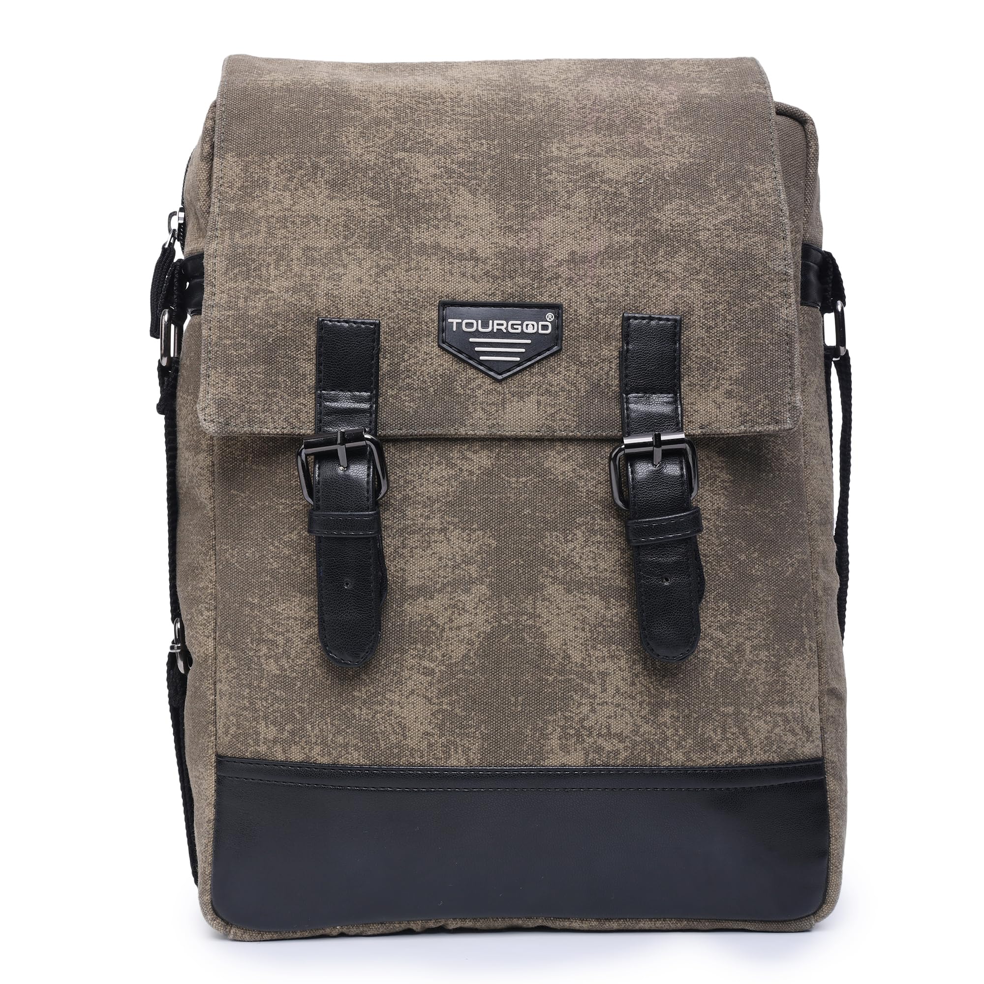 tourgod Retro Distorted Cotton Canvas Messenger Bag (Khaaki) Vintage Style Sling Crossbody Bag with Vegan Leather Straps, 16 oz Cotton Canvas, Multiple Compartments, for Work, College, Travel-picture-36